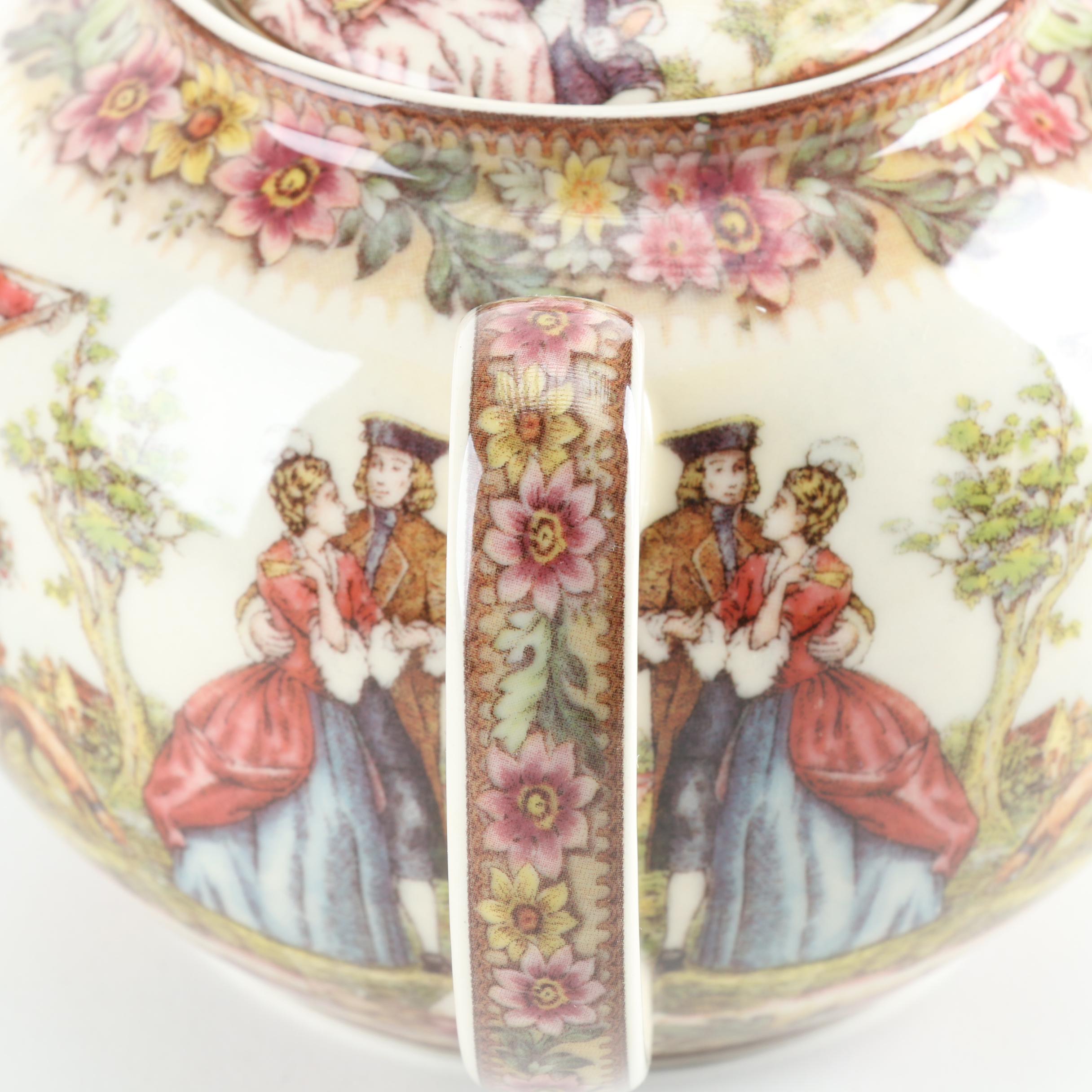 Transfer Decorated Ceramic Teapot