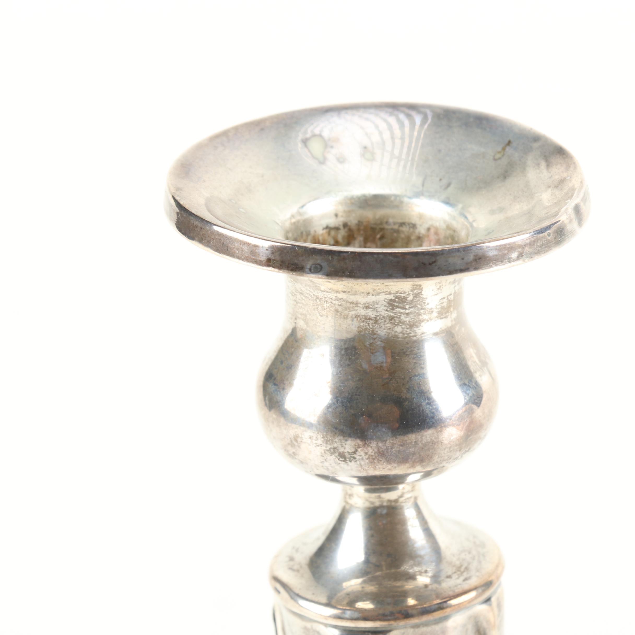 Neoclassical Style Weighted Sterling Silver Candlesticks