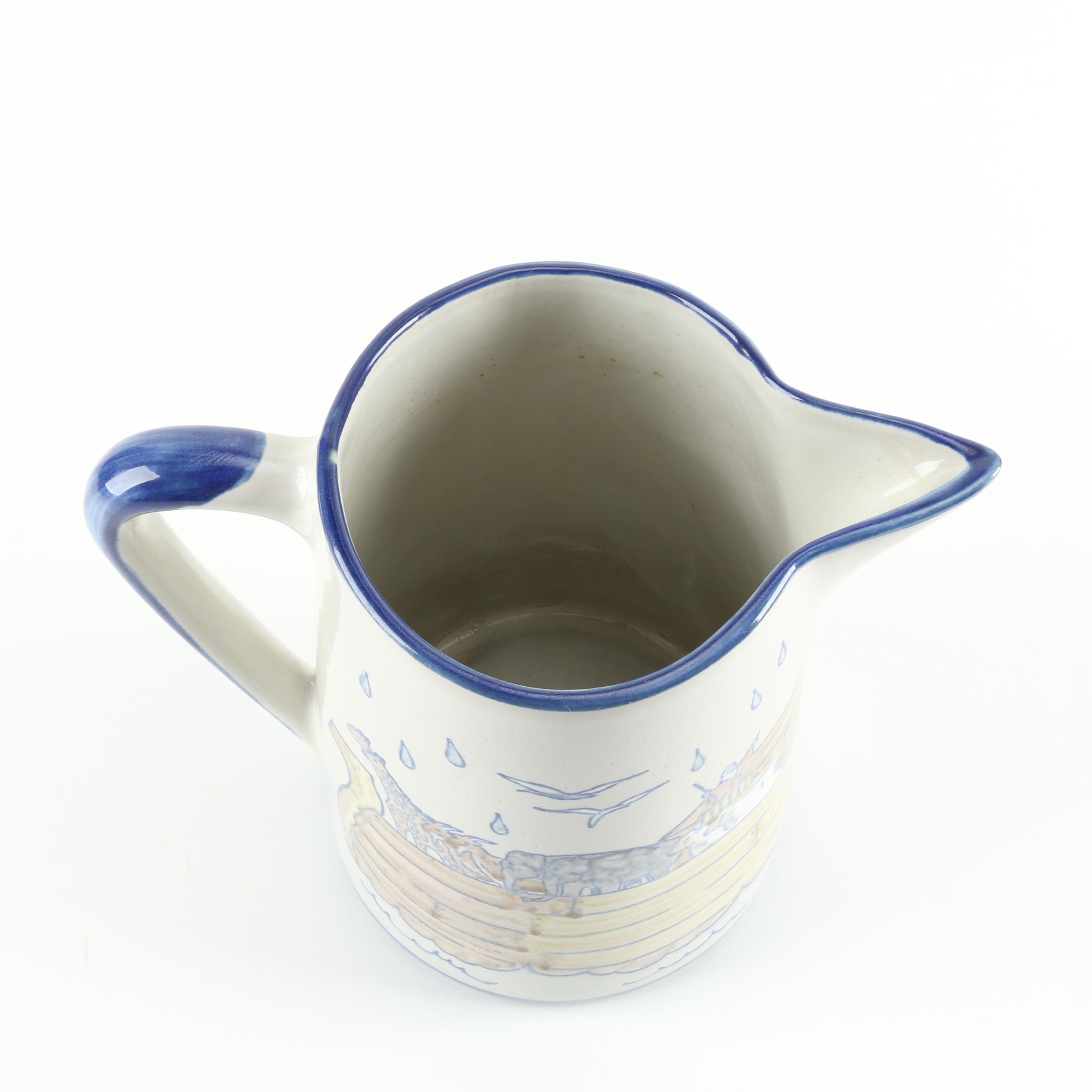 Noah's Ark Themed Louisville Stoneware Pitcher