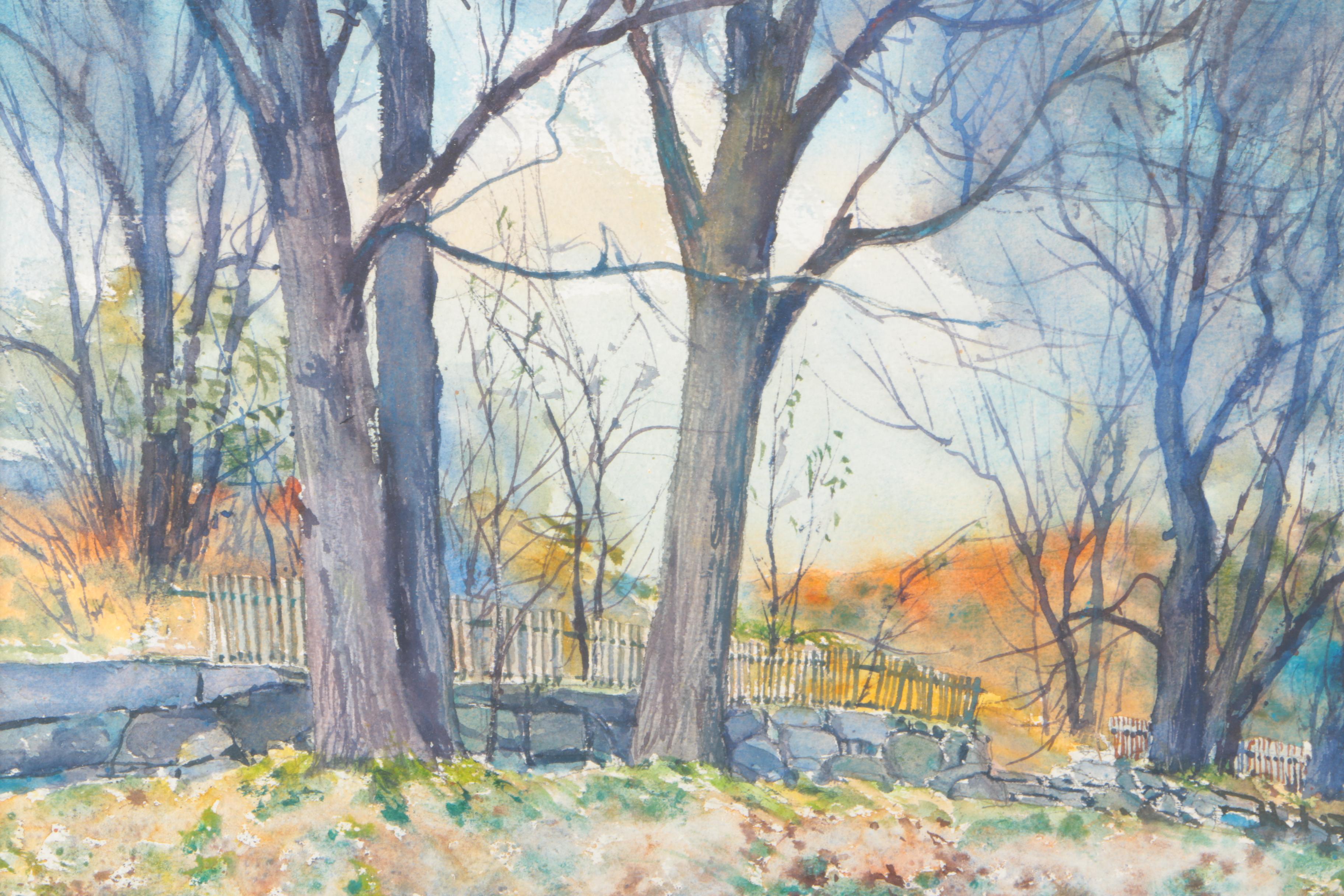 Phil Austin Watercolor on Paper "The Fence"