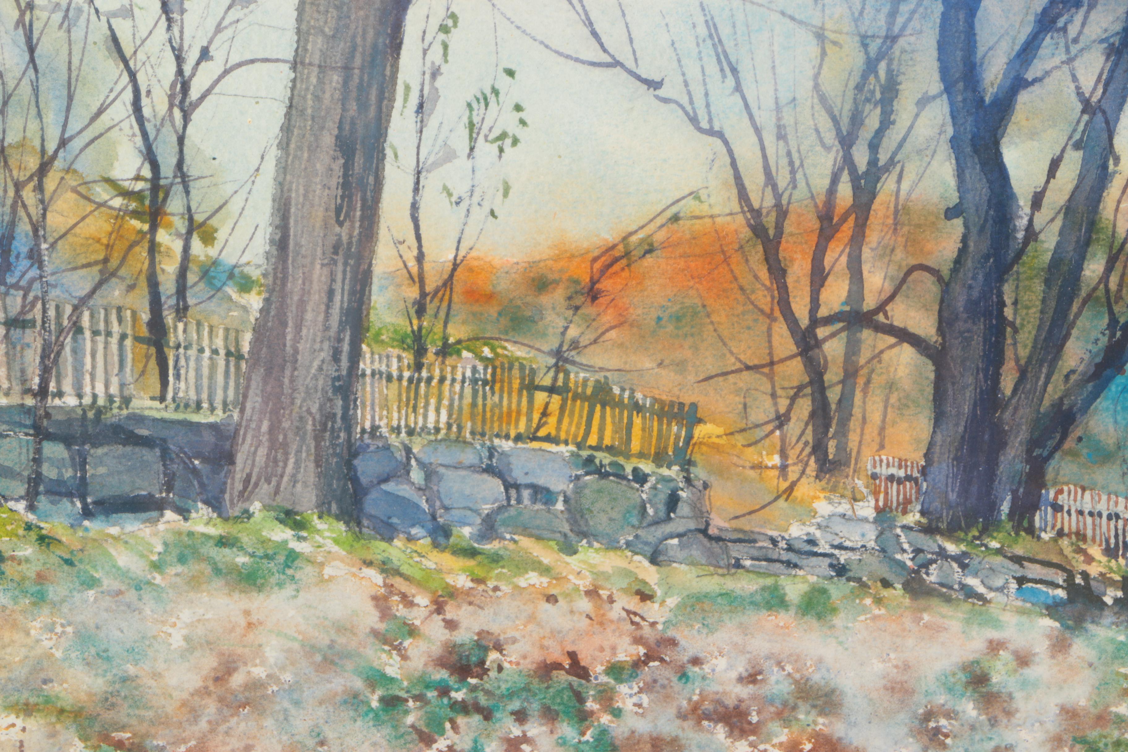 Phil Austin Watercolor on Paper "The Fence"
