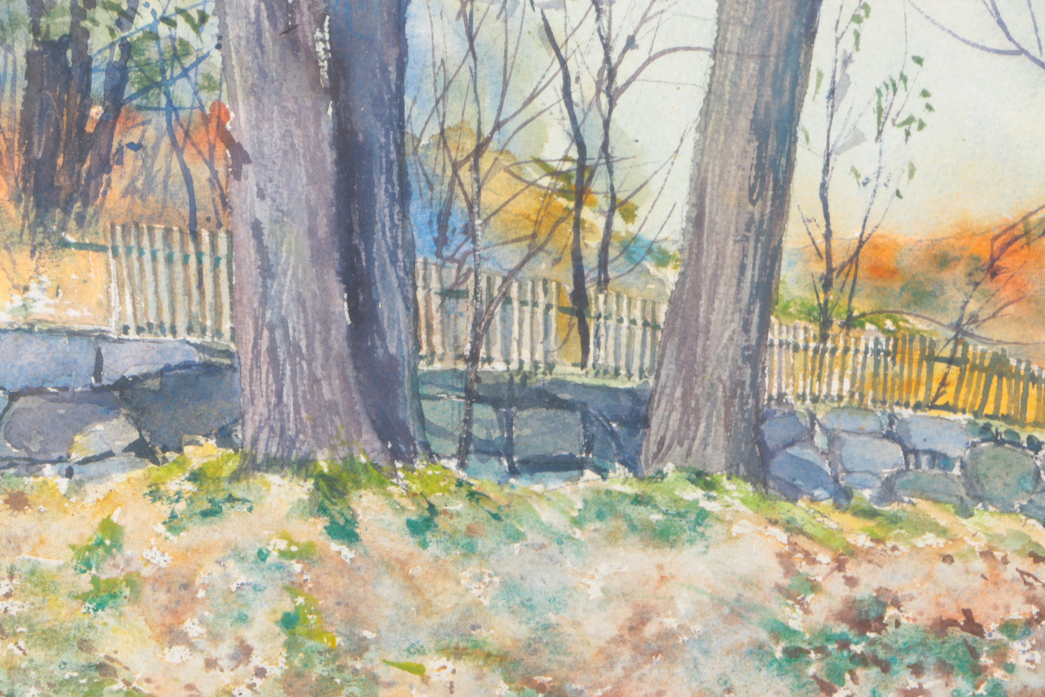 Phil Austin Watercolor on Paper "The Fence"