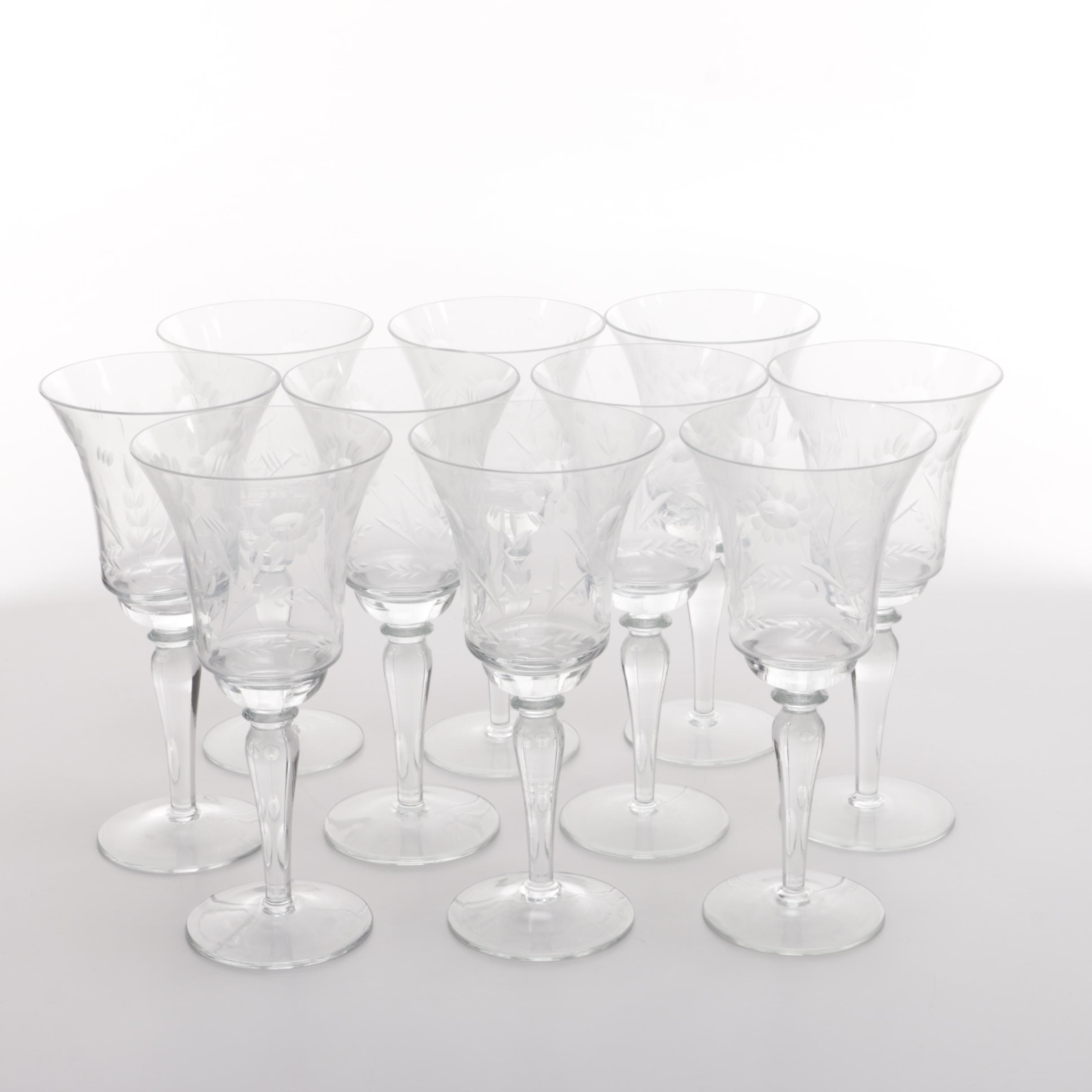 Floral Etched Wine Glasses