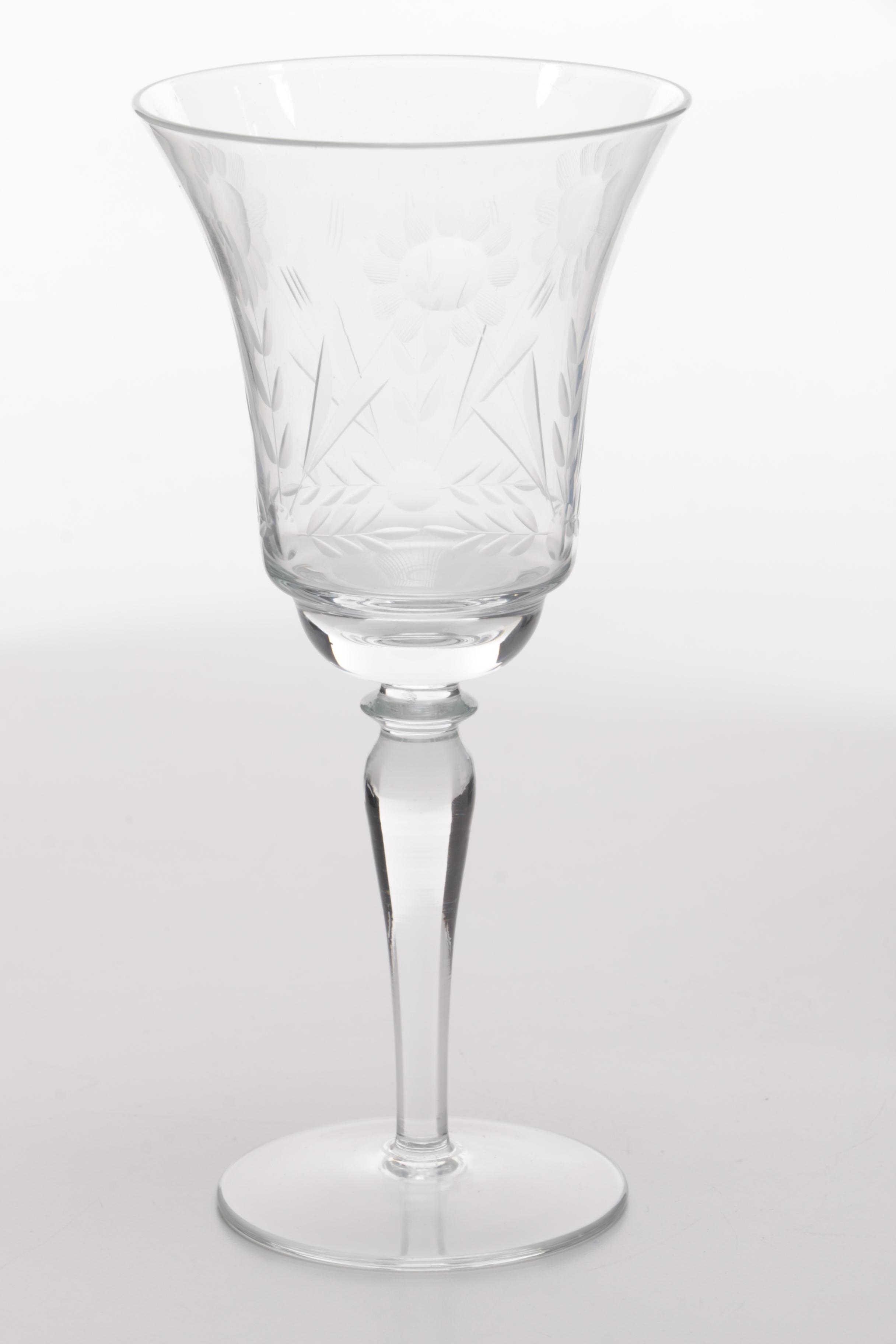 Floral Etched Wine Glasses