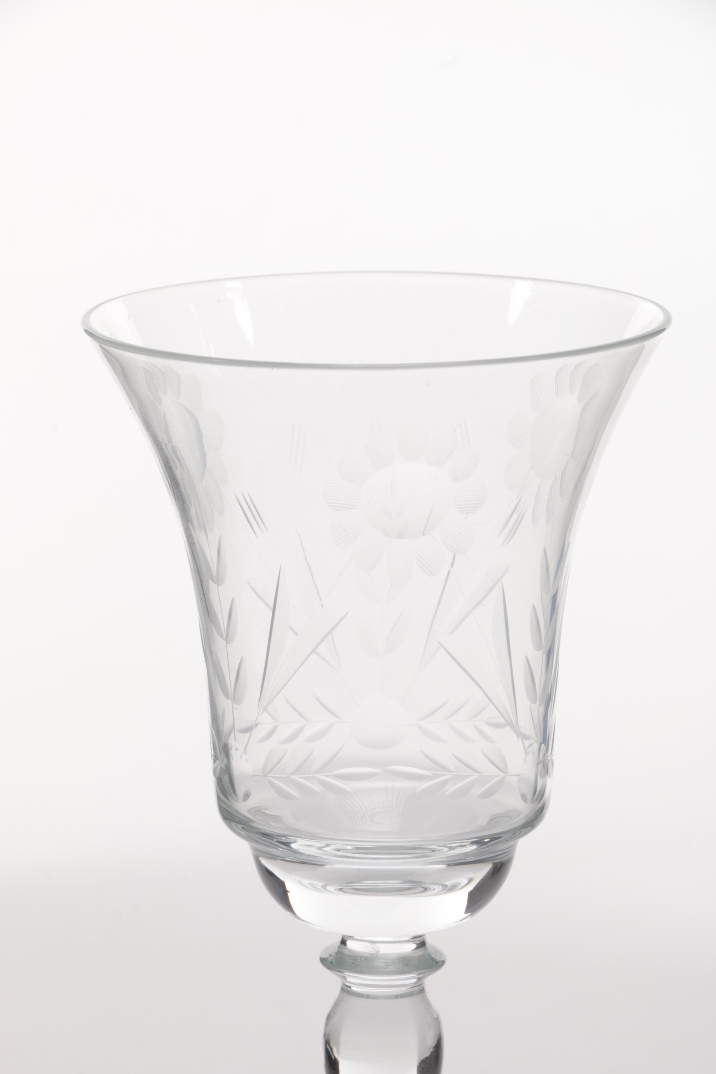 Floral Etched Wine Glasses