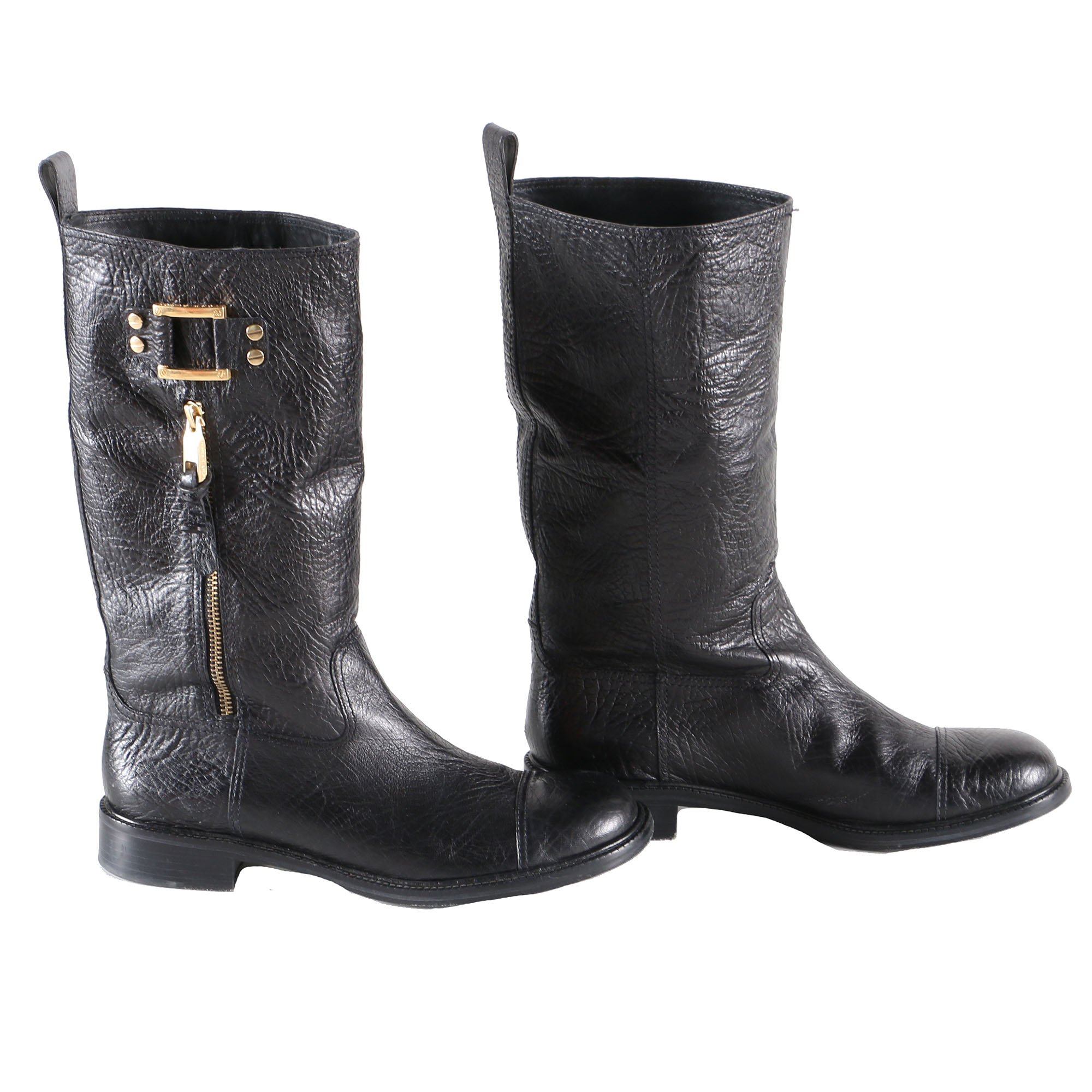 Tory Burch Black Leather Stowe Boots