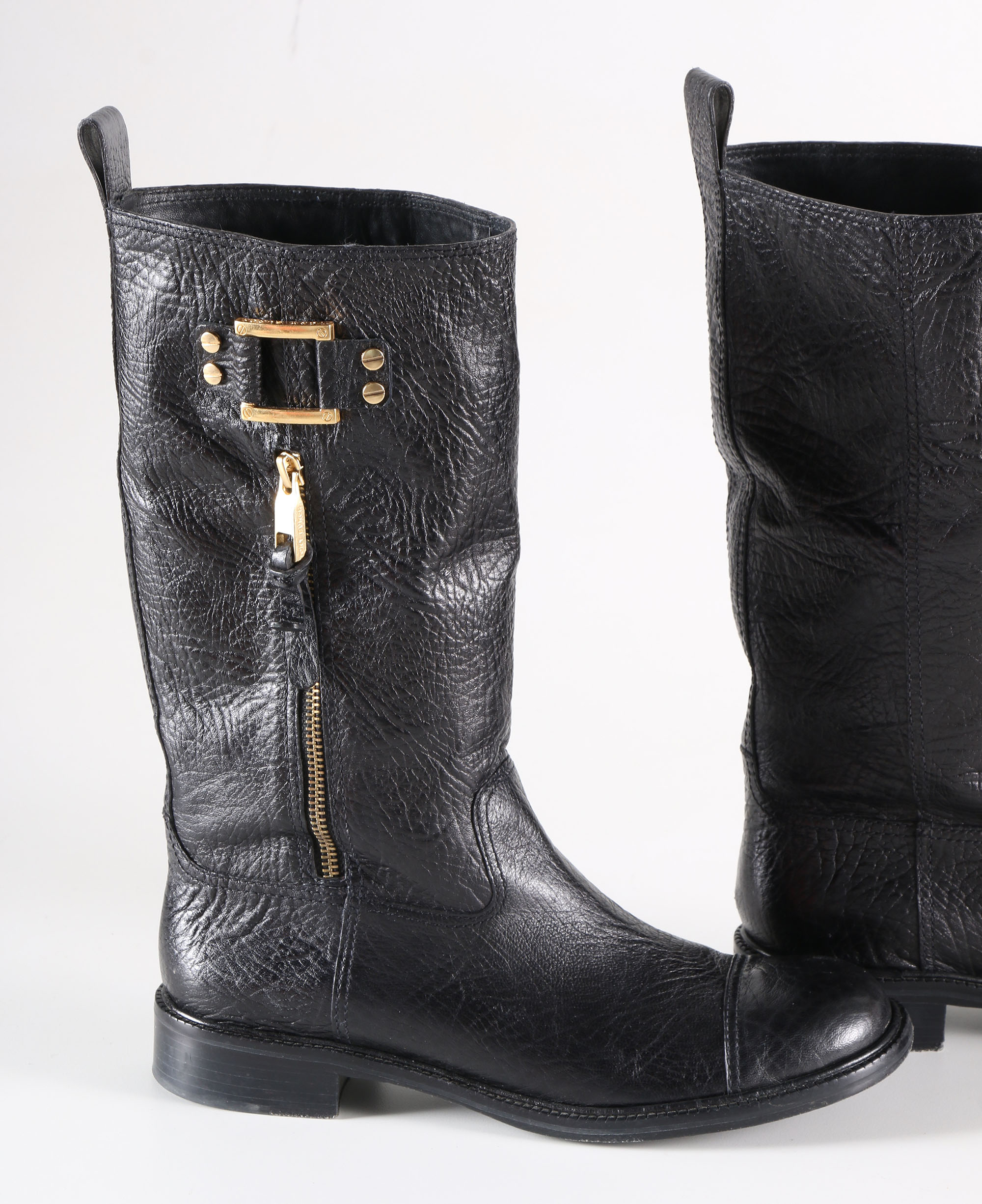 Tory Burch Black Leather Stowe Boots