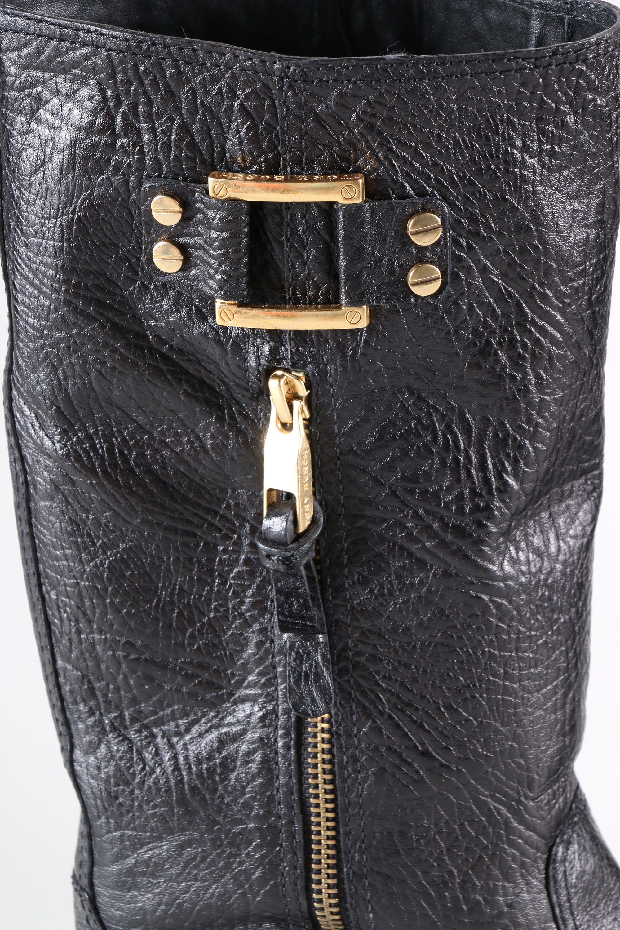 Tory Burch Black Leather Stowe Boots