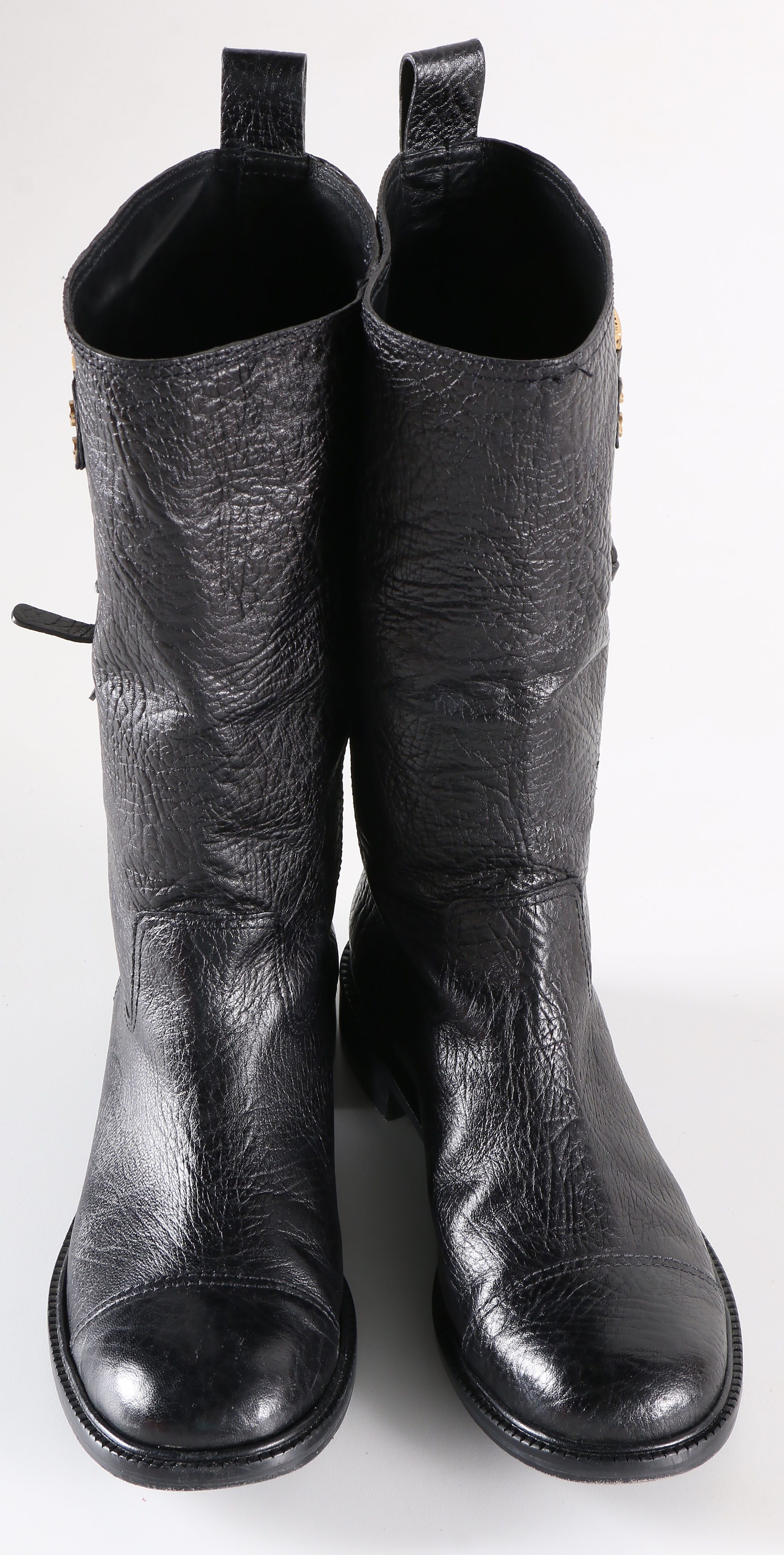 Tory Burch Black Leather Stowe Boots