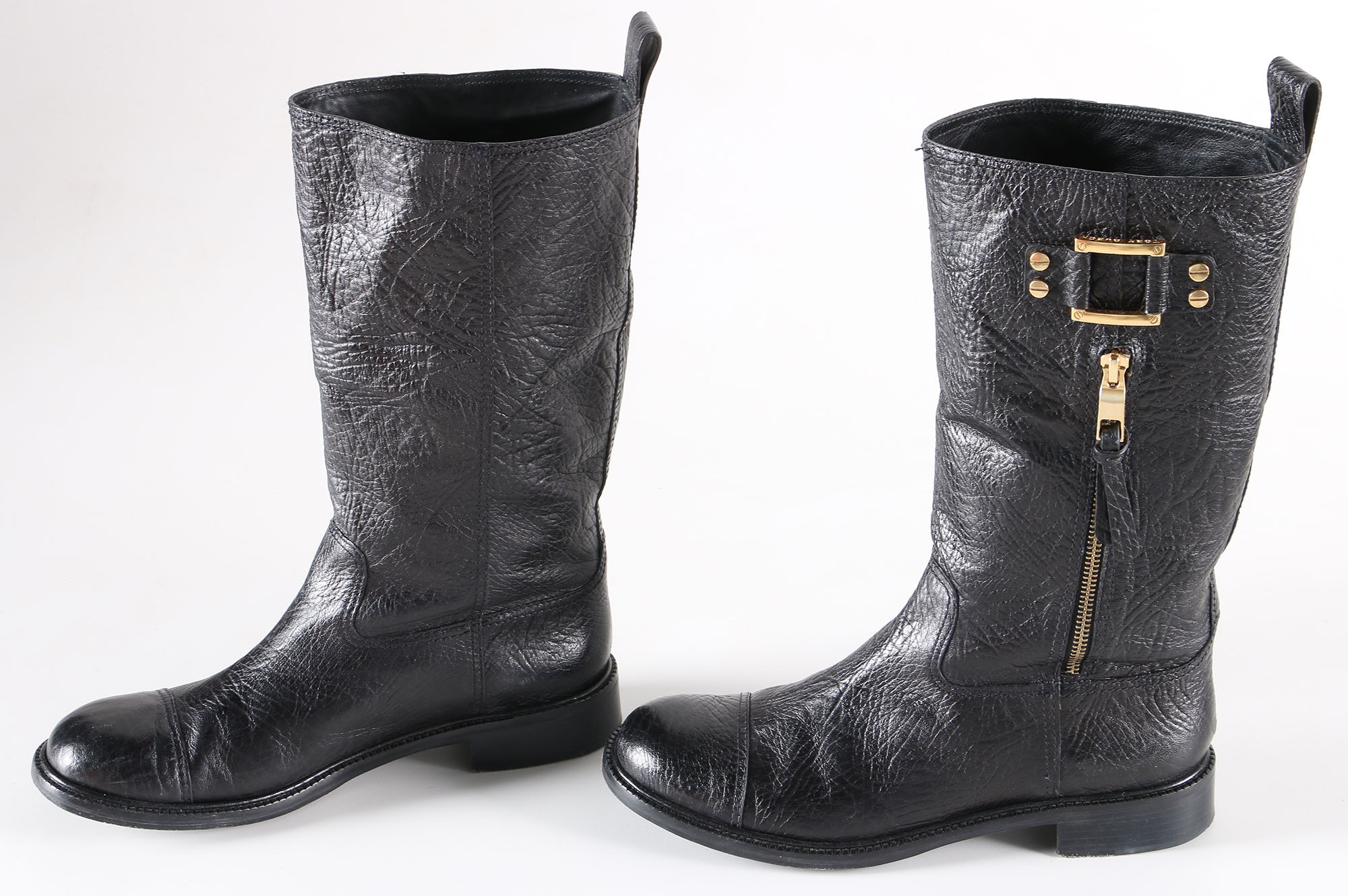 Tory Burch Black Leather Stowe Boots