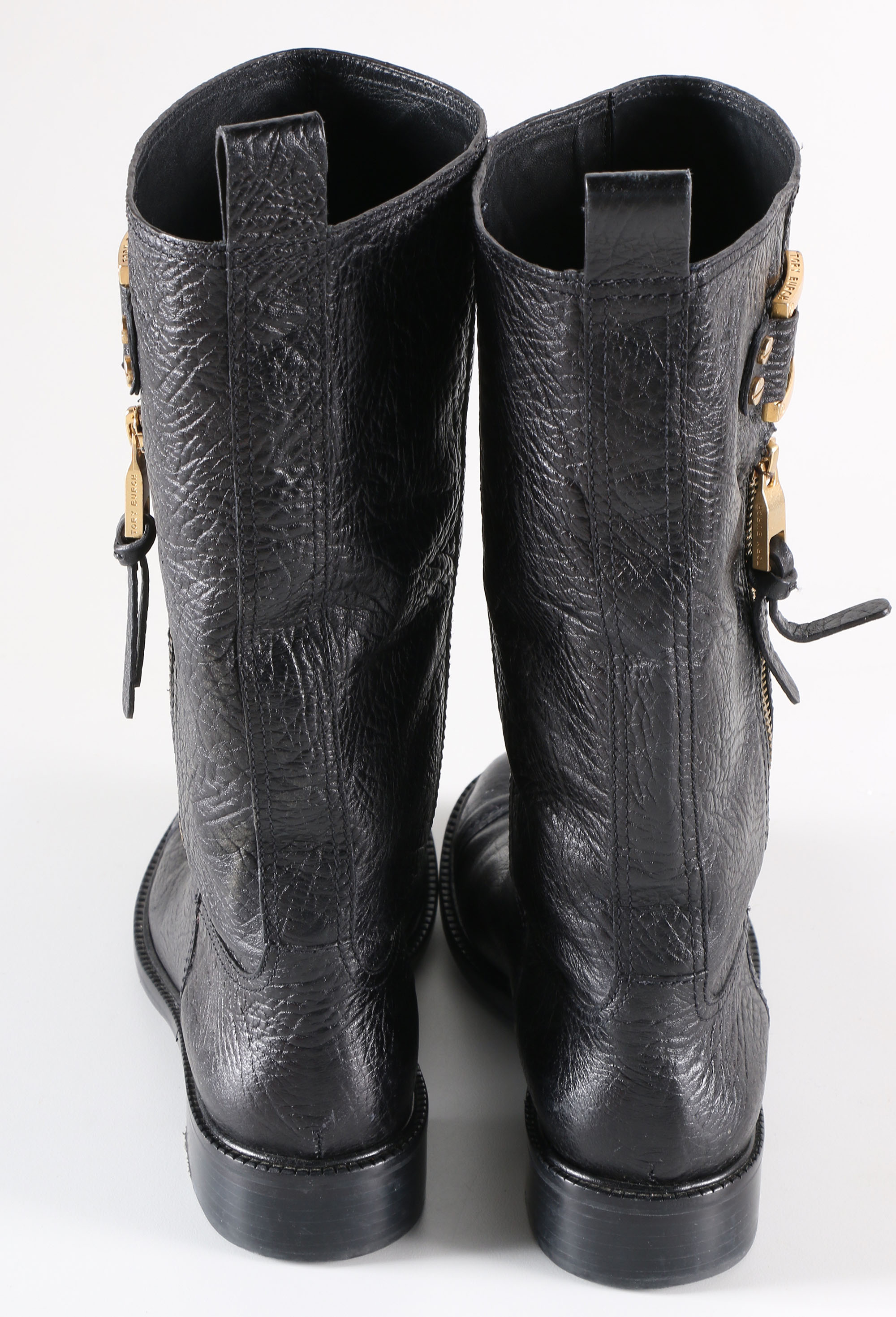 Tory Burch Black Leather Stowe Boots