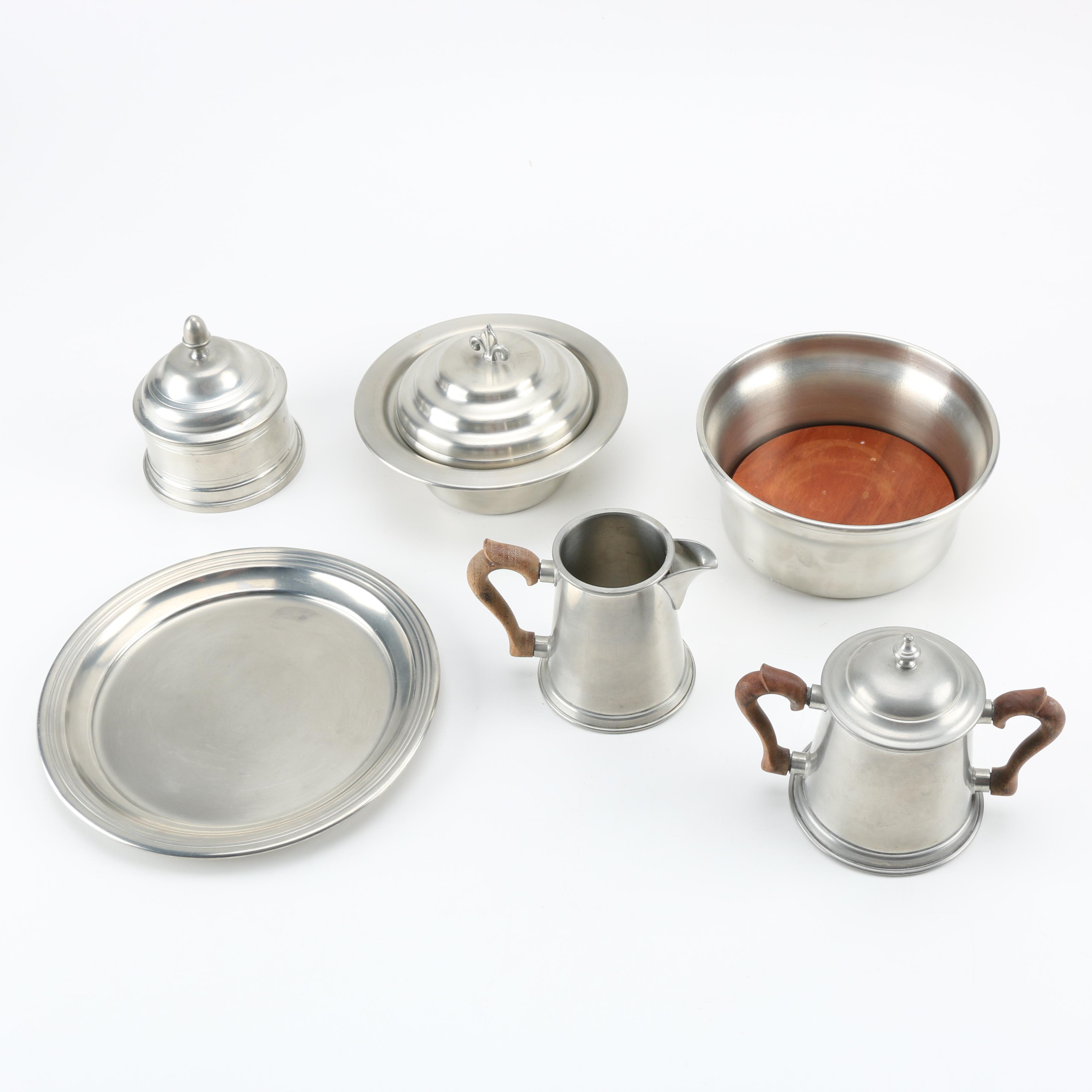 Pewter Serveware Including International Pewter and Woodbury Pewter