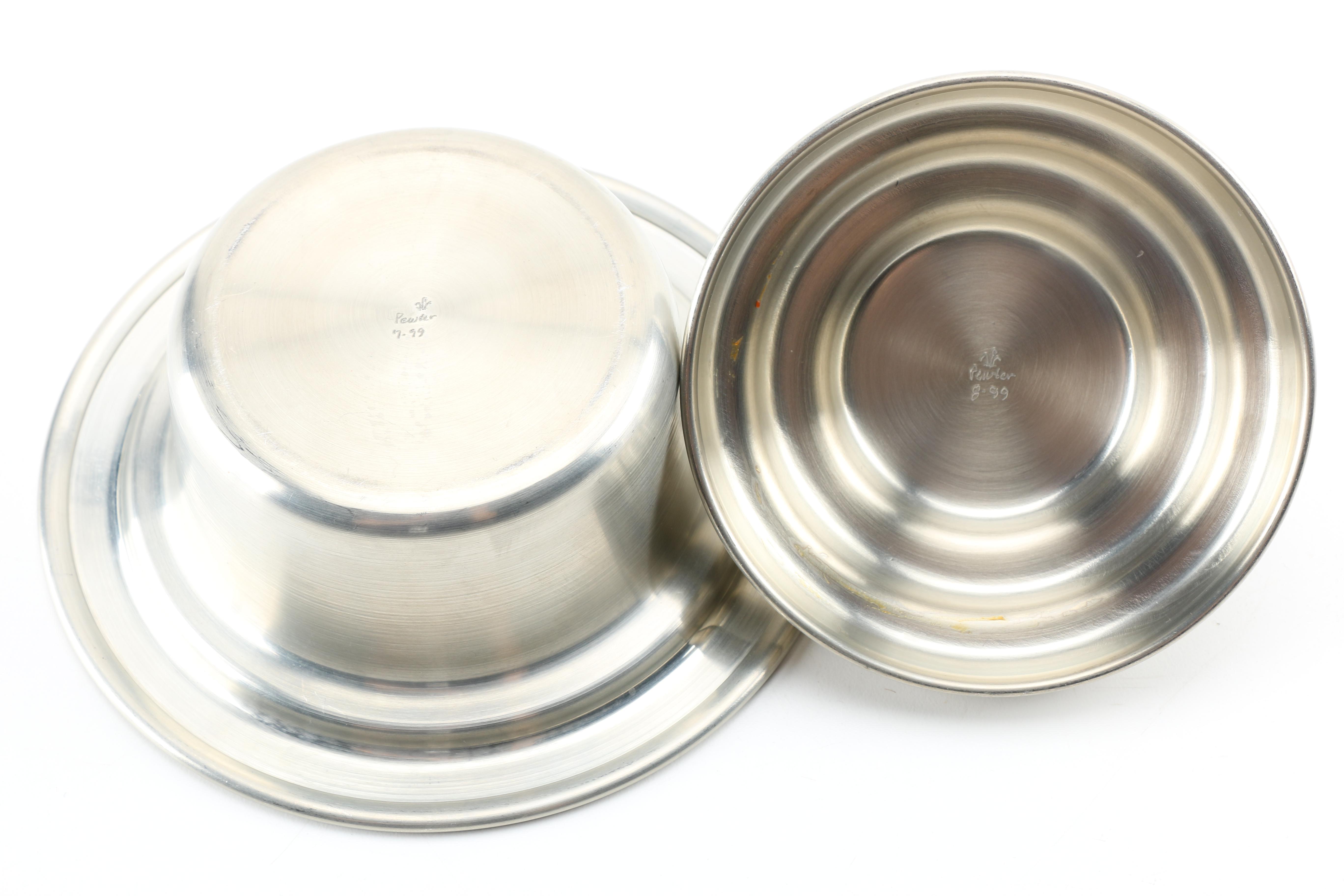 Pewter Serveware Including International Pewter and Woodbury Pewter