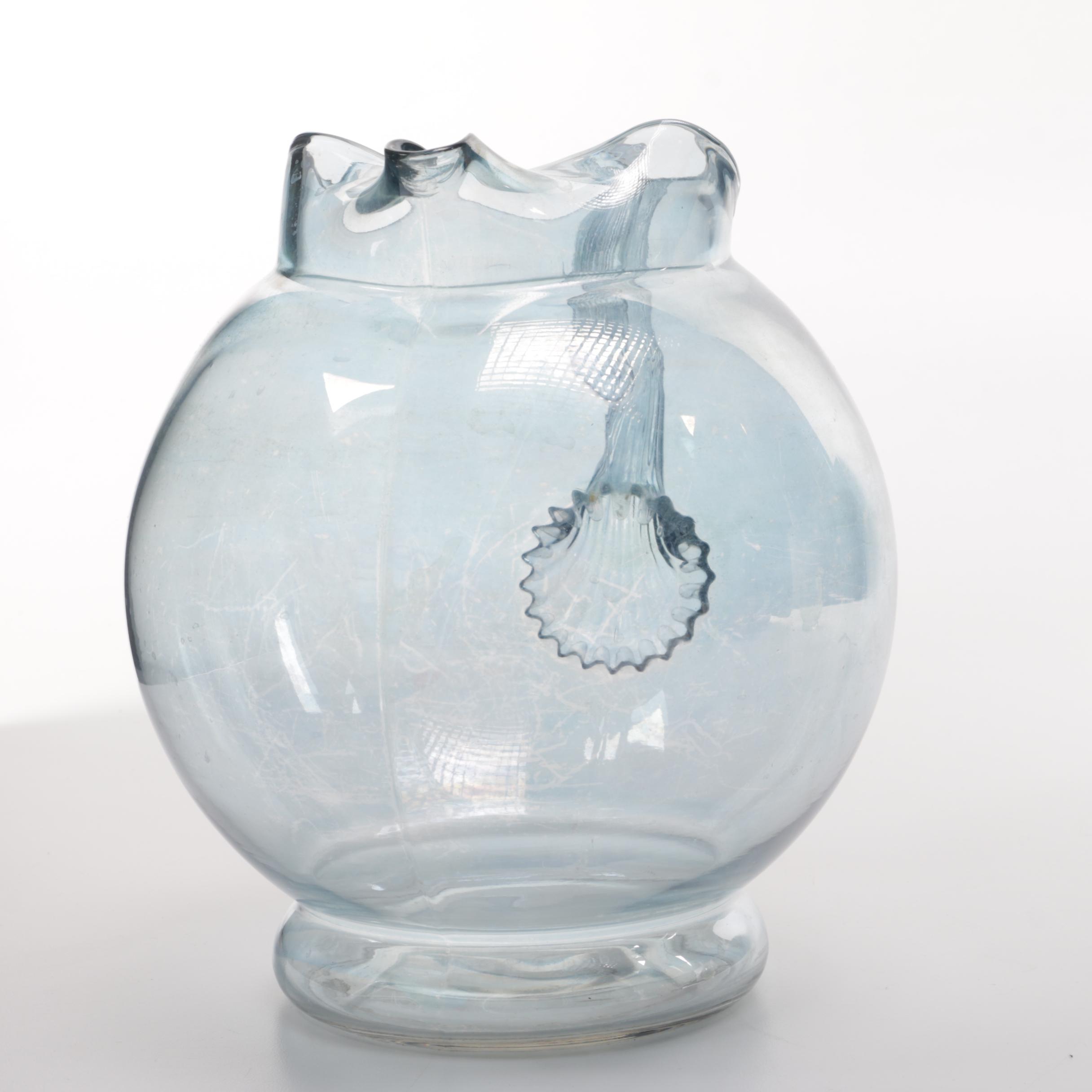 Colored Glass Pitcher and Matching Glasses