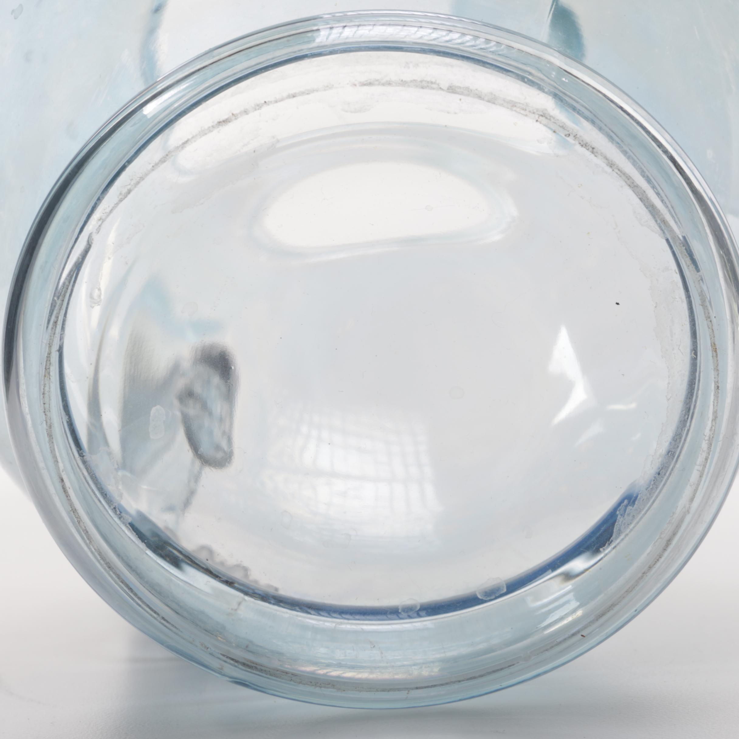 Colored Glass Pitcher and Matching Glasses