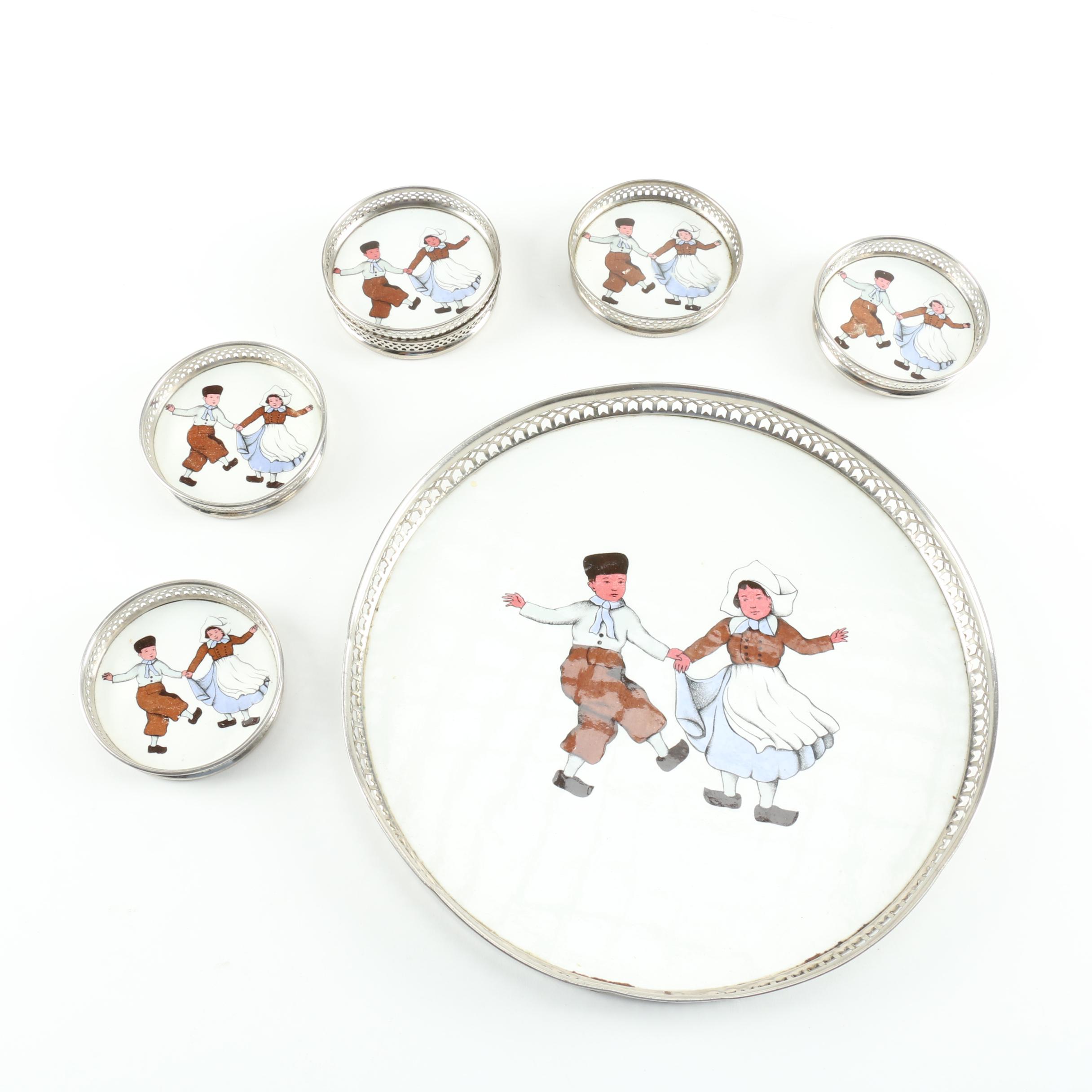 German Ceramic Tray and Coasters