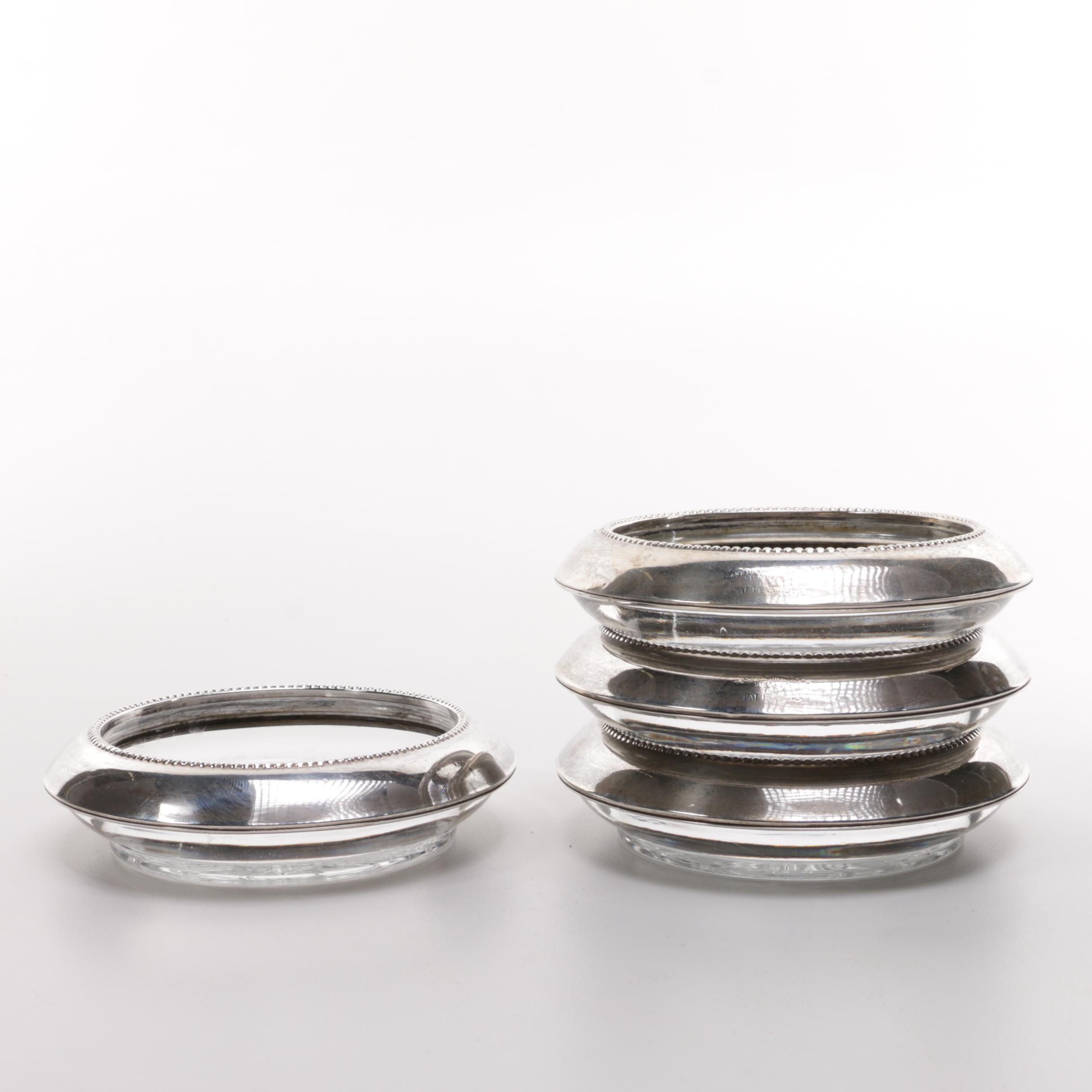 Frank Whiting & Co. Sterling Silver and Glass Coasters