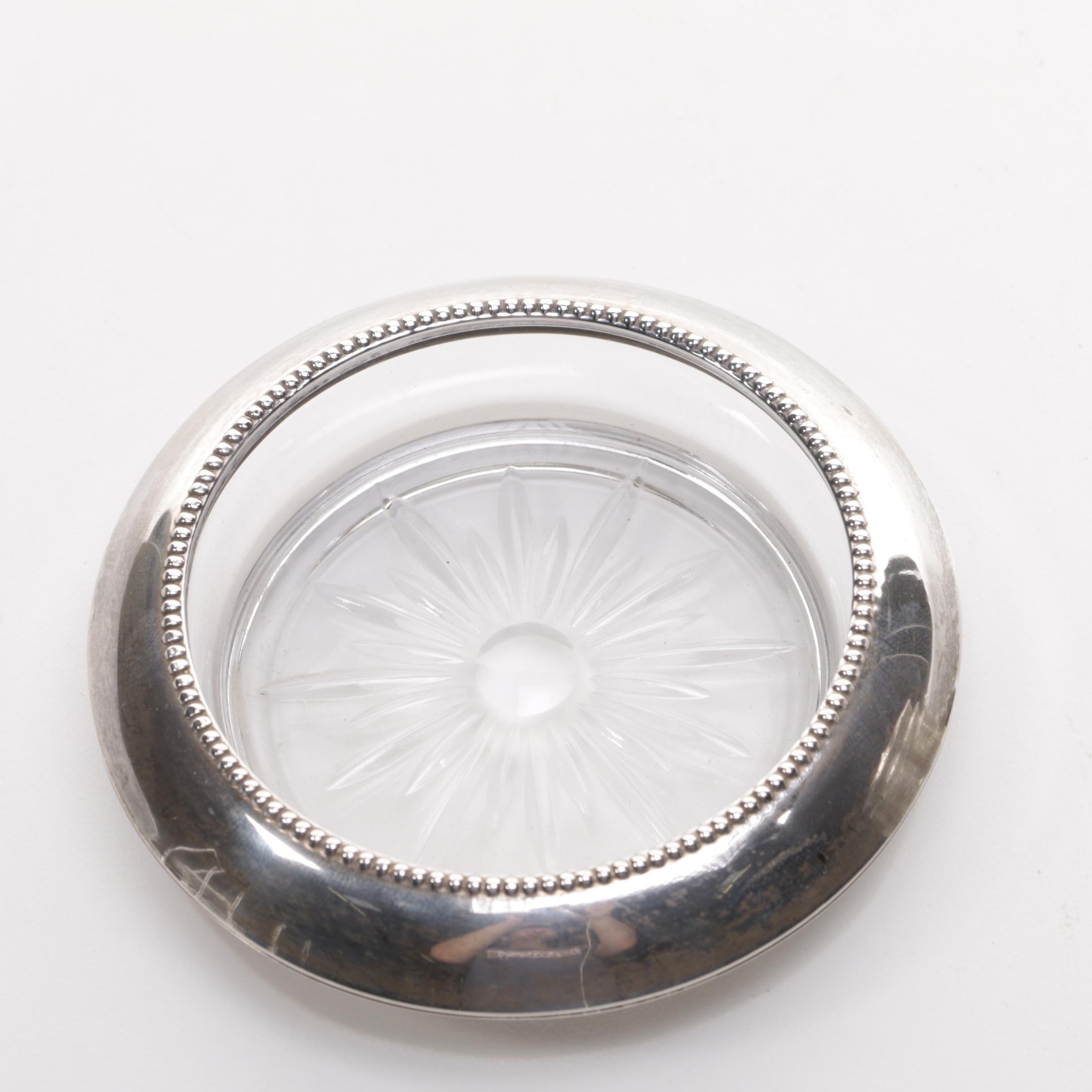 Frank Whiting & Co. Sterling Silver and Glass Coasters