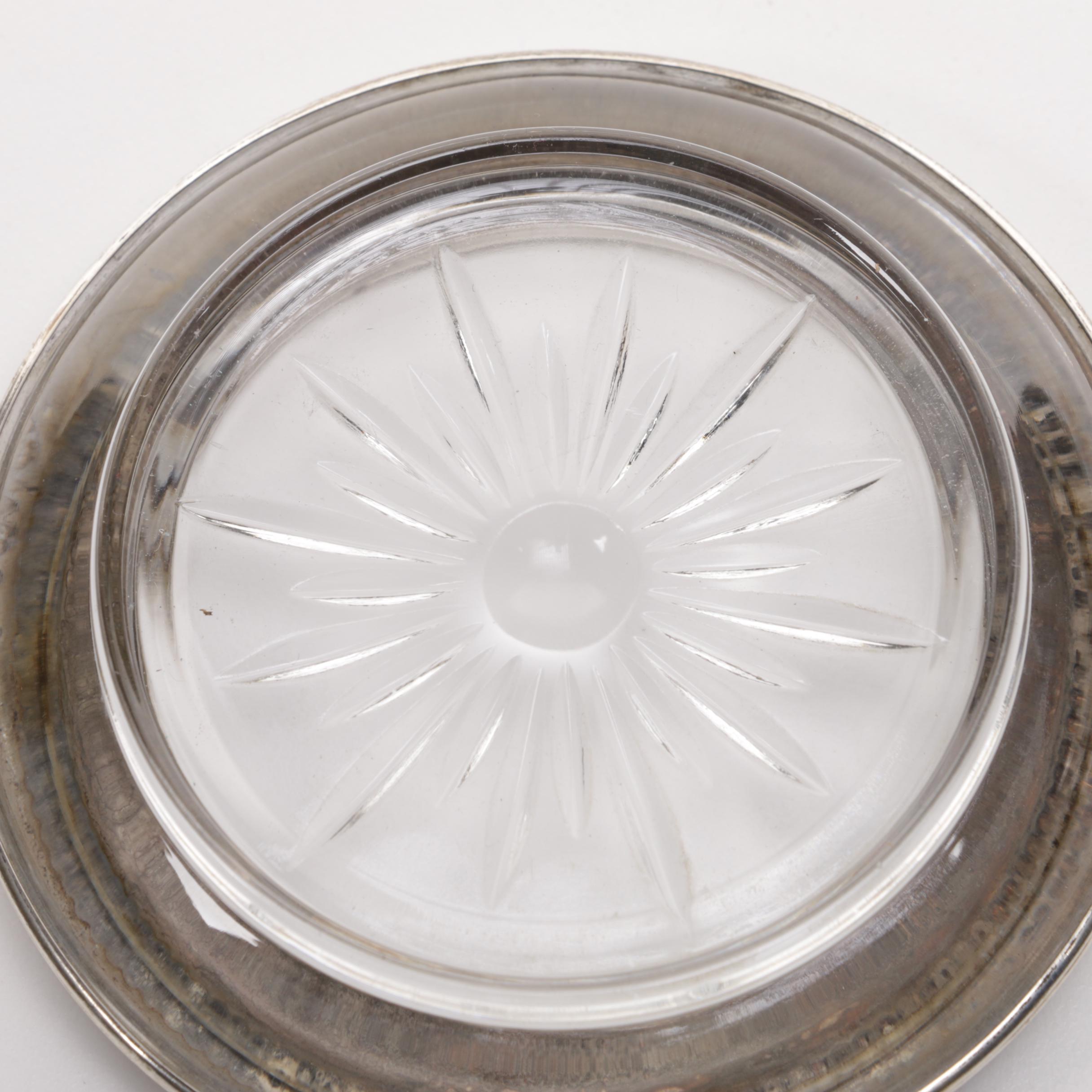 Frank Whiting & Co. Sterling Silver and Glass Coasters