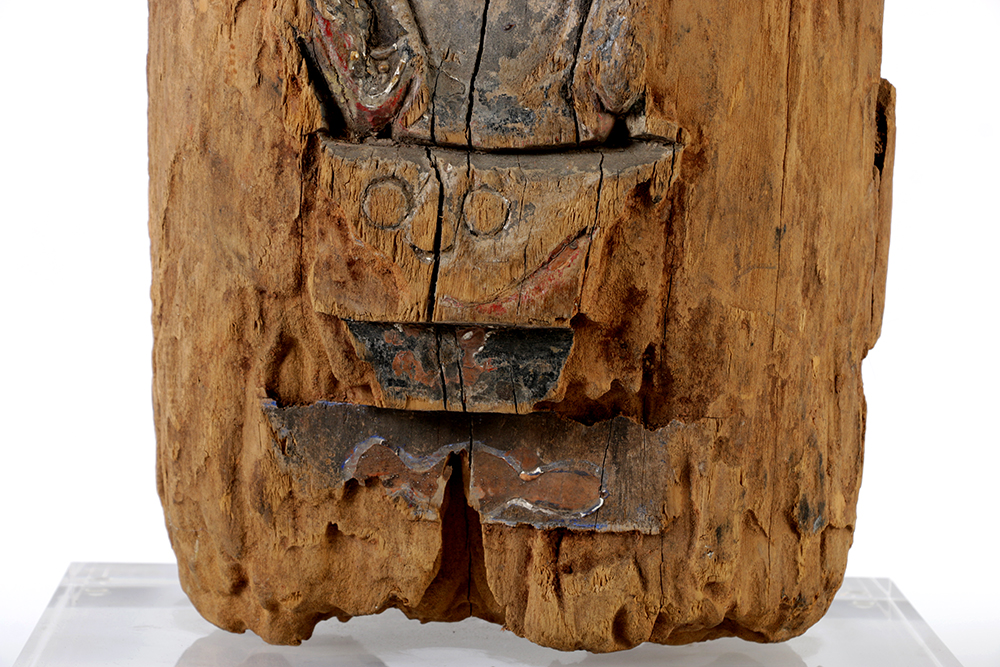 Chinese Polychrome Carved Wood Court Official Temple Figure