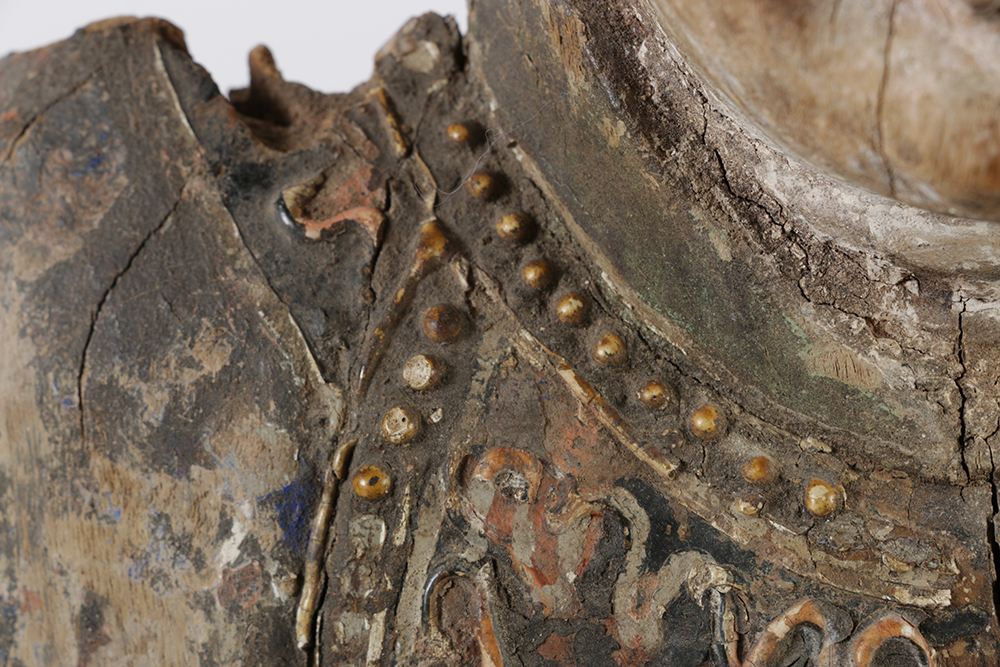 Chinese Polychrome Carved Wood Court Official Temple Figure