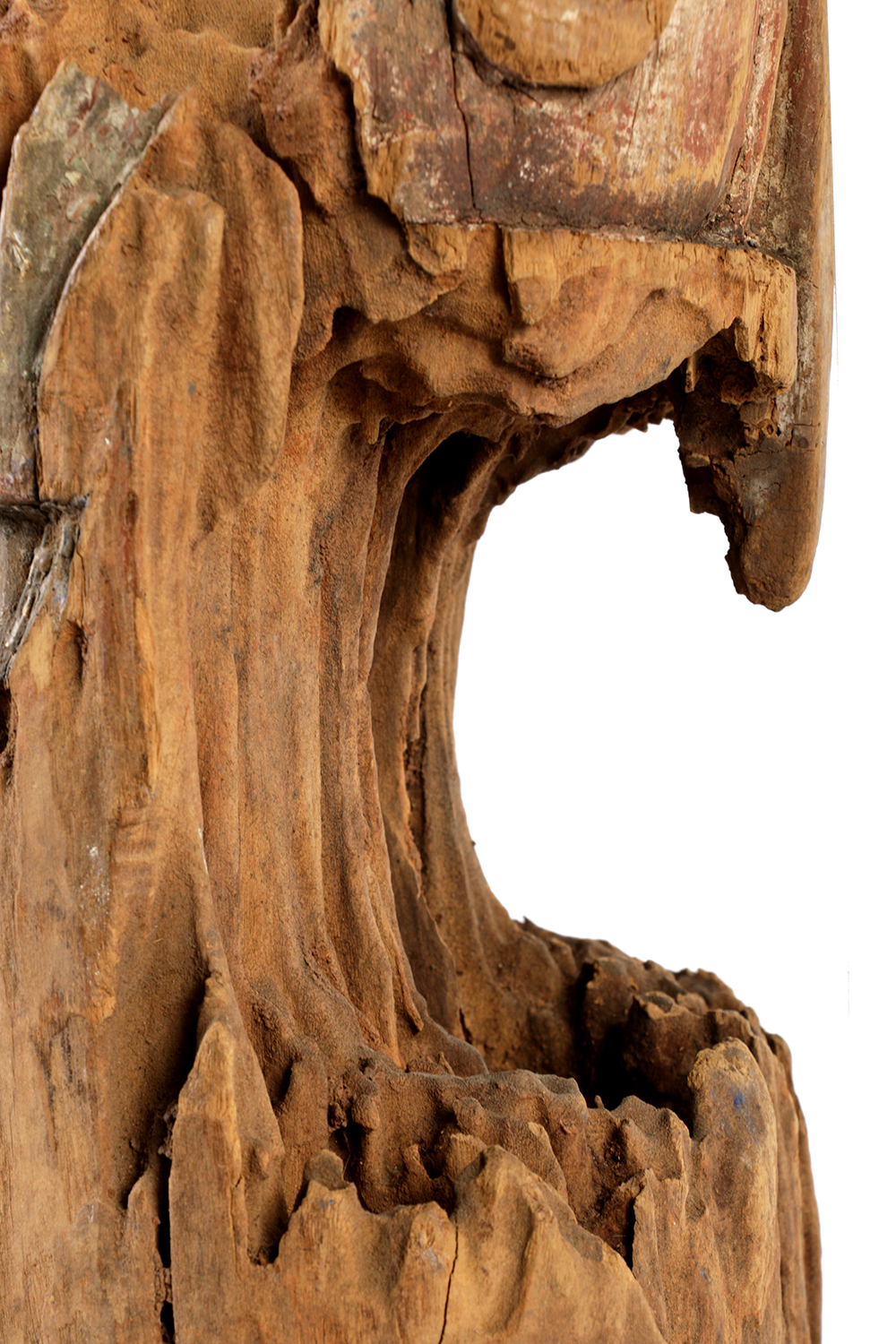 Chinese Polychrome Carved Wood Court Official Temple Figure