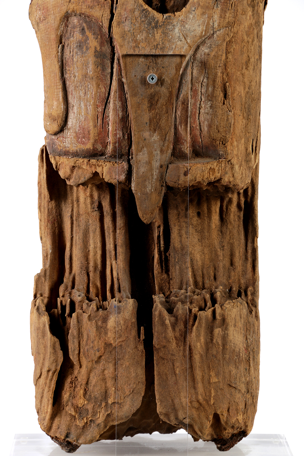 Chinese Polychrome Carved Wood Court Official Temple Figure