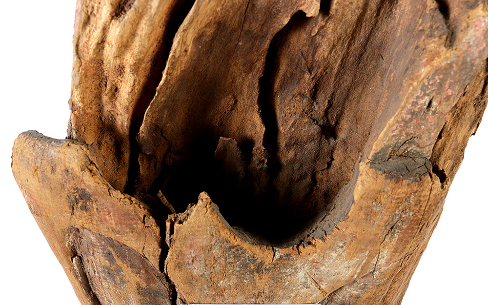 Chinese Polychrome Carved Wood Court Official Temple Figure