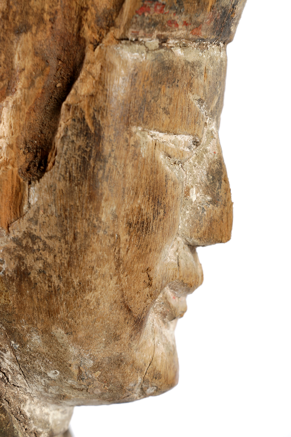 Chinese Polychrome Carved Wood Court Official Temple Figure