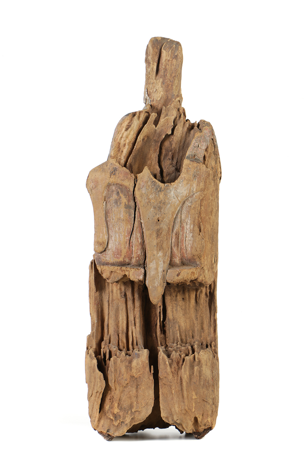 Chinese Polychrome Carved Wood Court Official Temple Figure