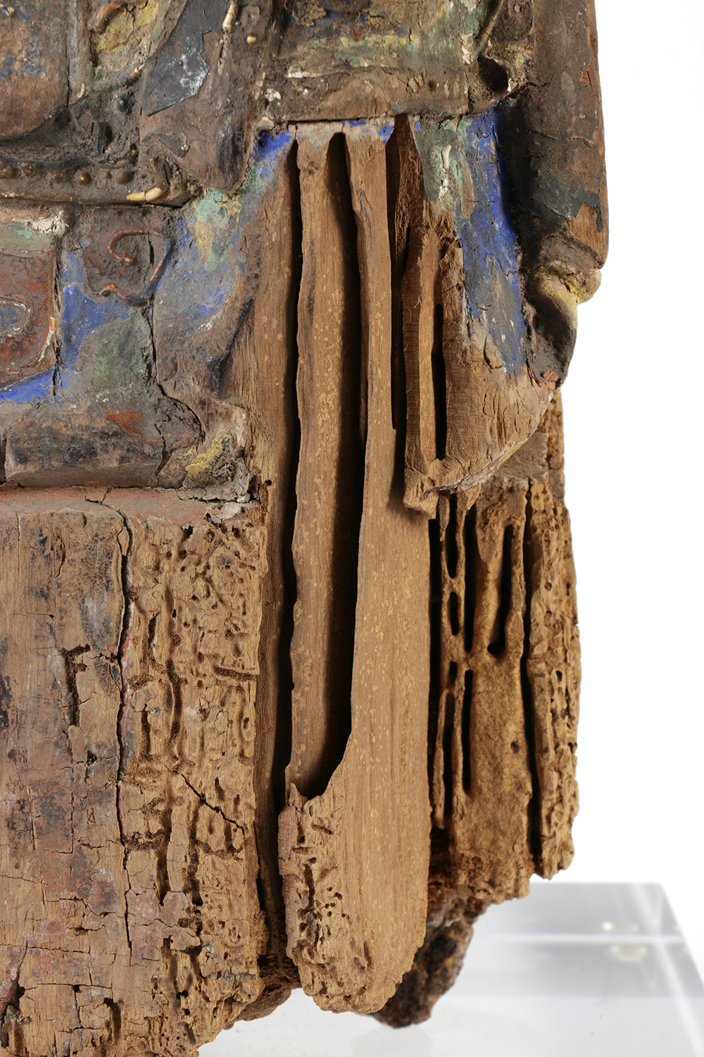 Chinese Polychrome Carved Wood Court Official Temple Figure