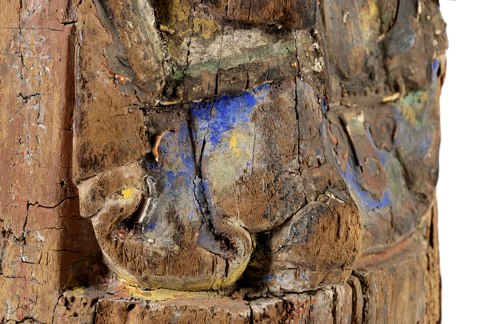 Chinese Polychrome Carved Wood Court Official Temple Figure