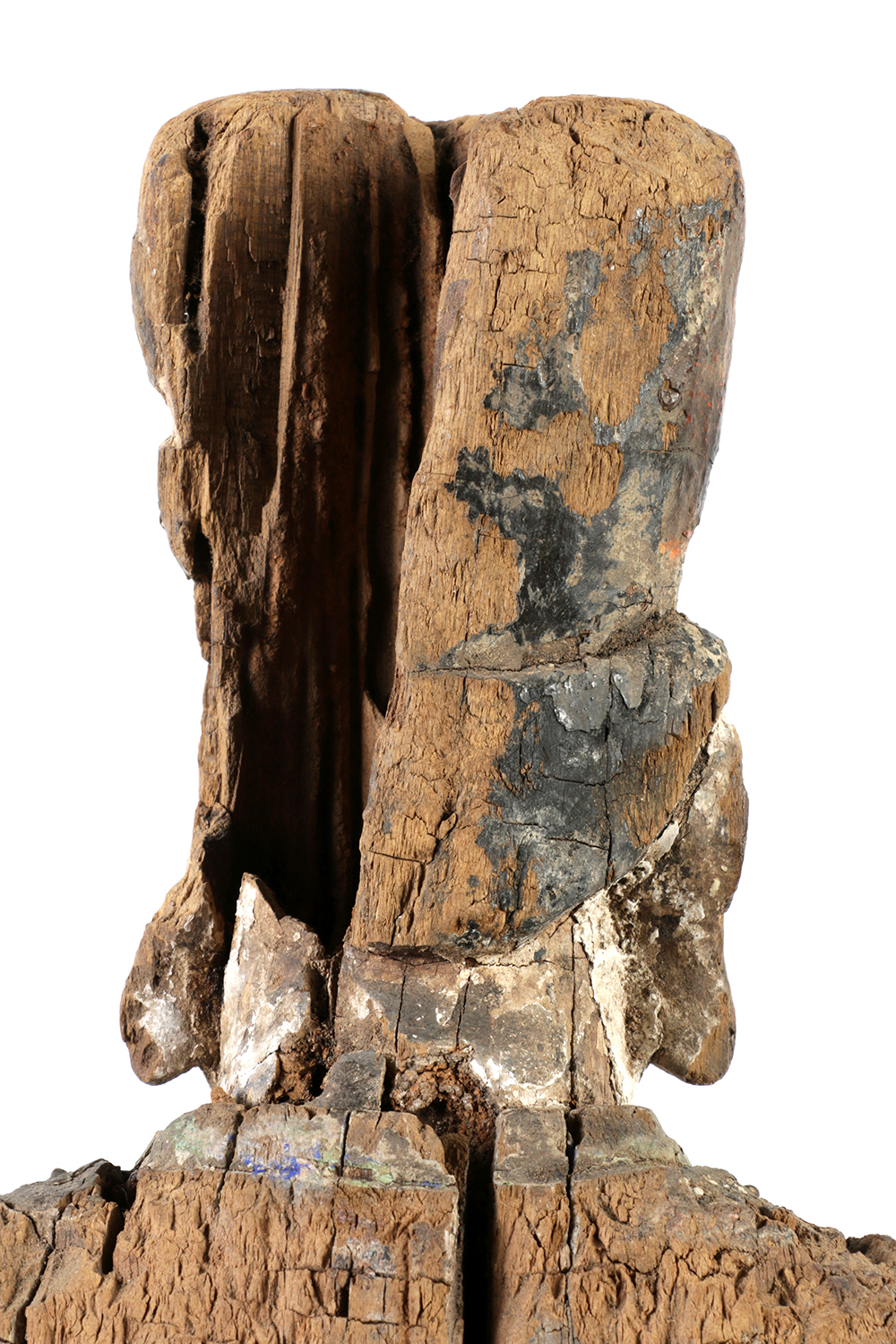 Chinese Polychrome Carved Wood Court Official Temple Figure