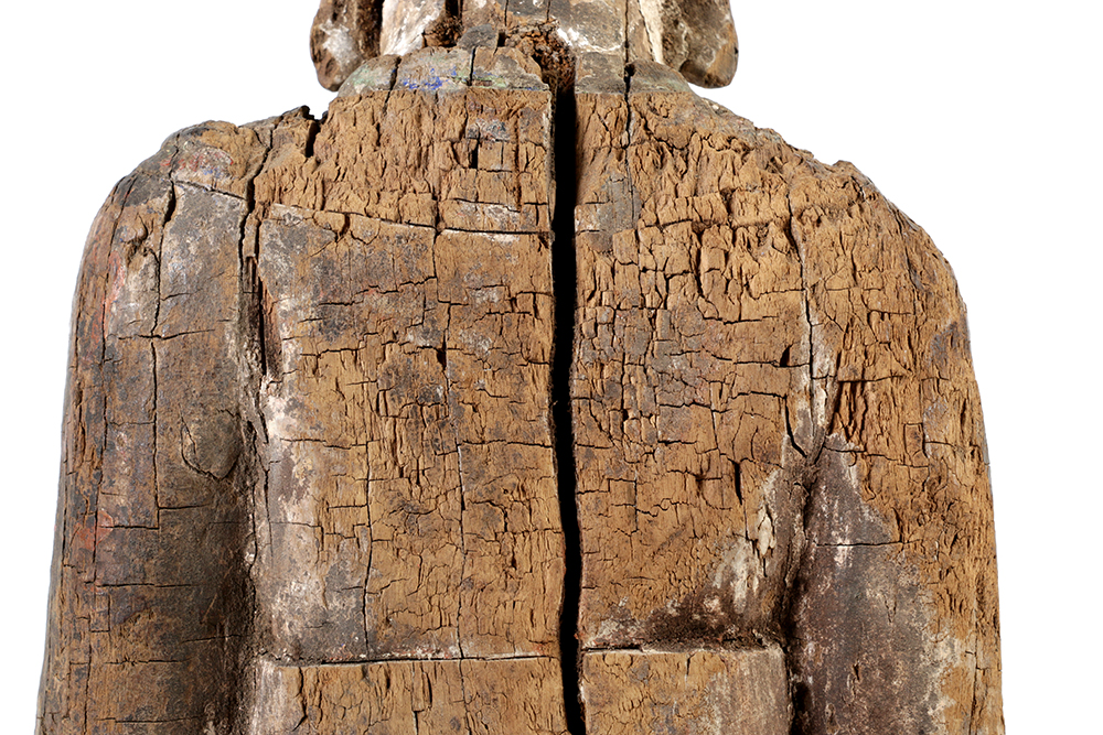 Chinese Polychrome Carved Wood Court Official Temple Figure