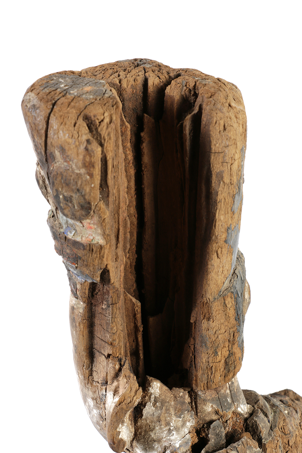 Chinese Polychrome Carved Wood Court Official Temple Figure