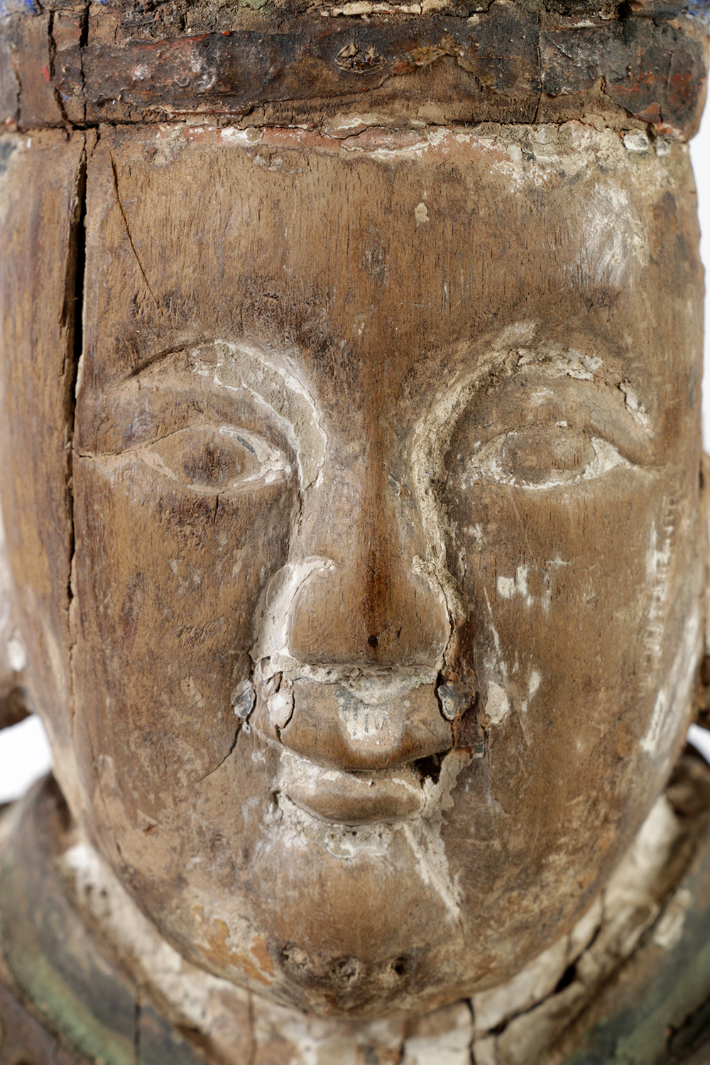 Chinese Polychrome Carved Wood Court Official Temple Figure