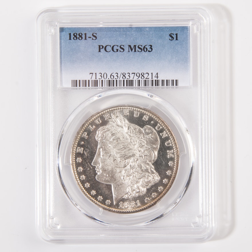 1881-S Morgan Silver Dollar Graded MS63 by PCGS