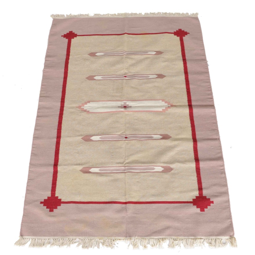 Handwoven Indian Wool Dhurrie Area Rug