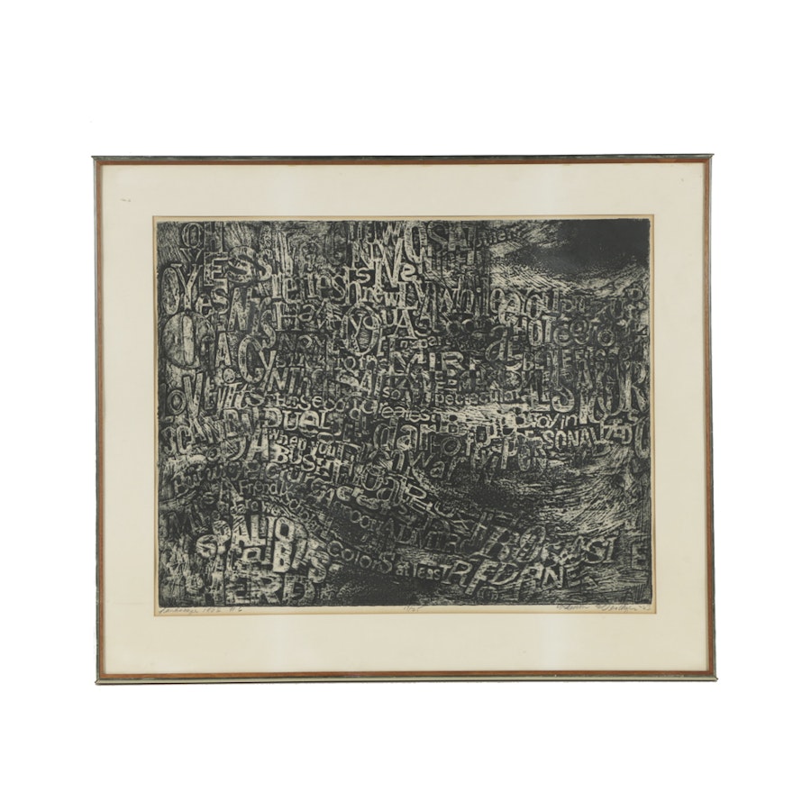 Limited Edition Woodcut on Paper "Landscape 1963 #6"