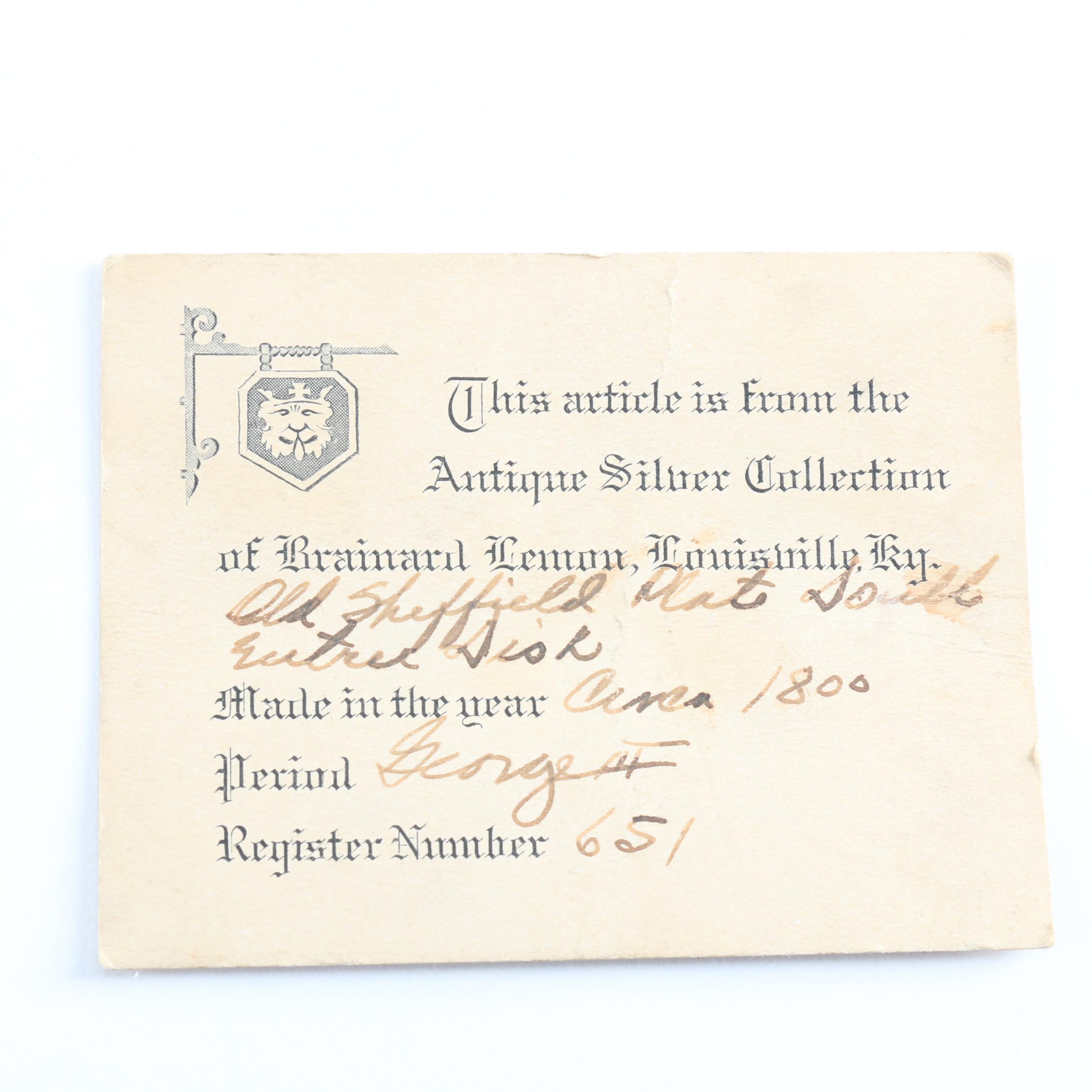 Early 19th Century Sheffield Plate Covered Entree Dish