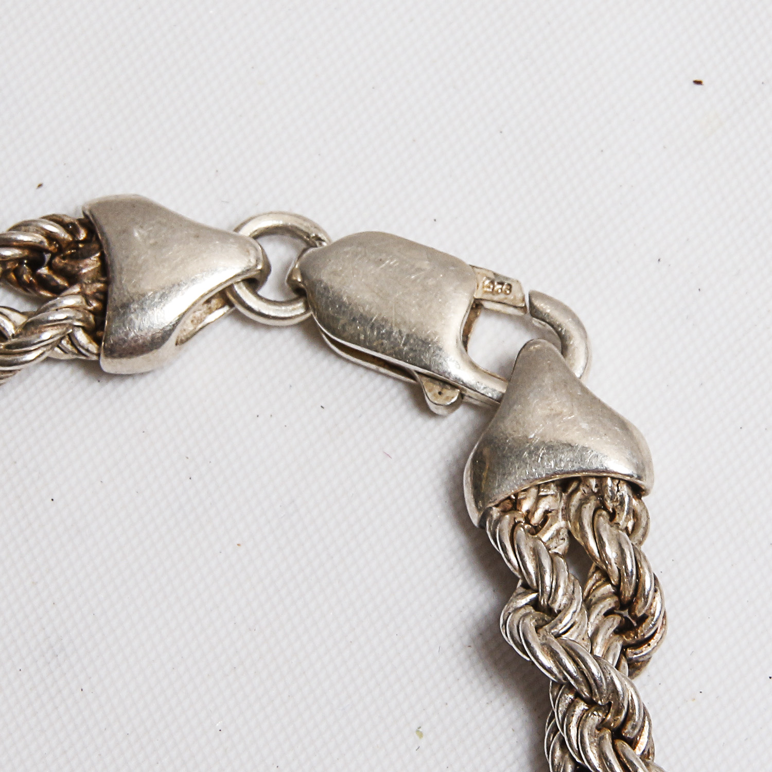 Sterling Double Rope Chain Bracelet with Figaro Chain Necklace