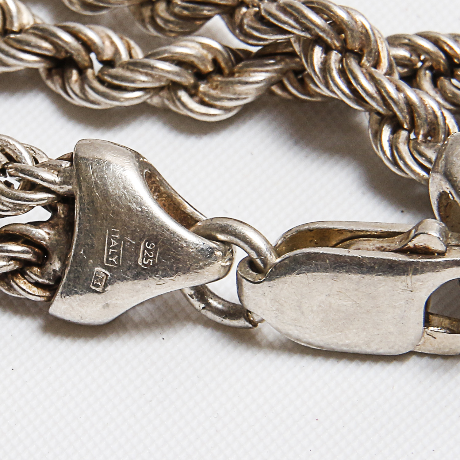 Sterling Double Rope Chain Bracelet with Figaro Chain Necklace