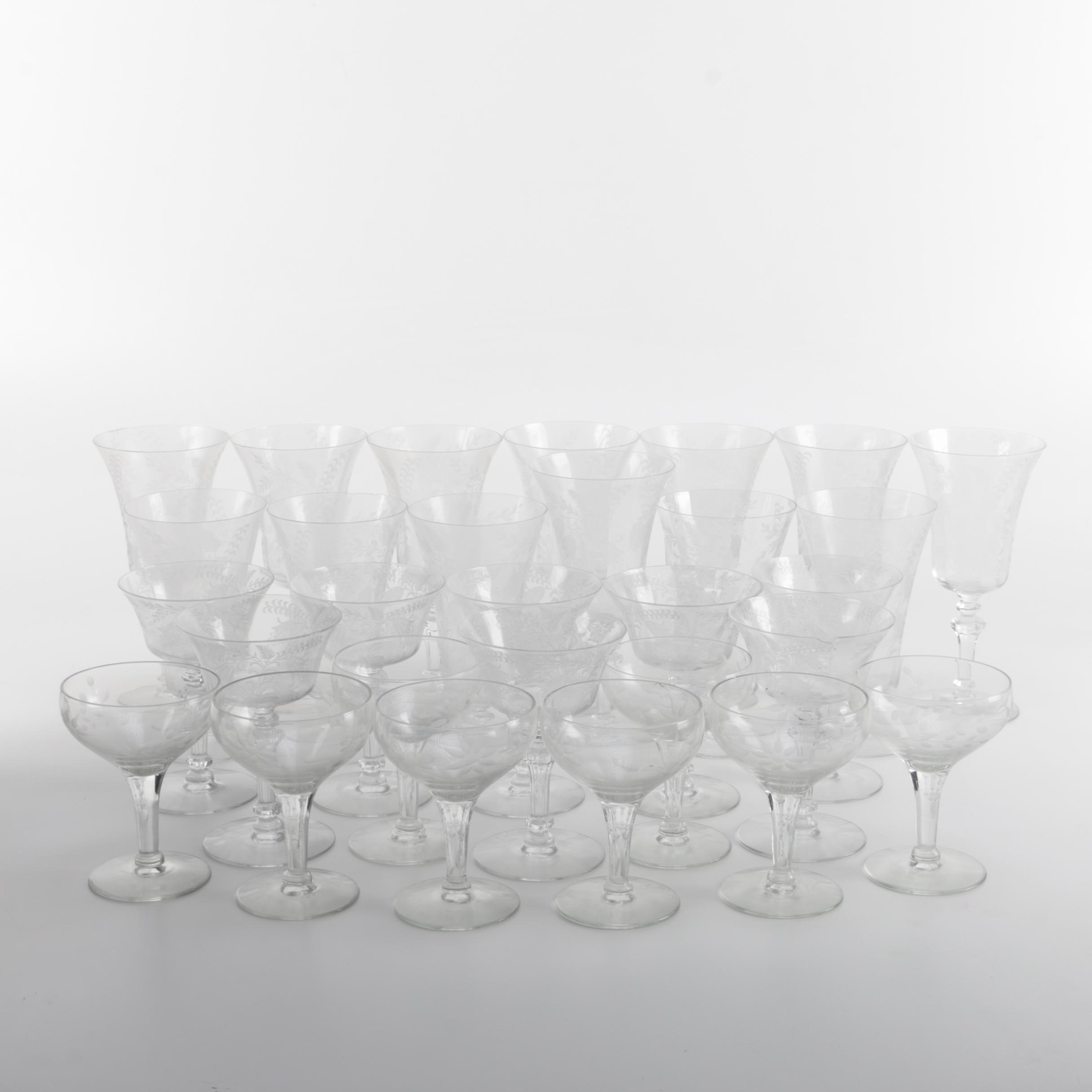 Vintage Etched Crystal Stemware