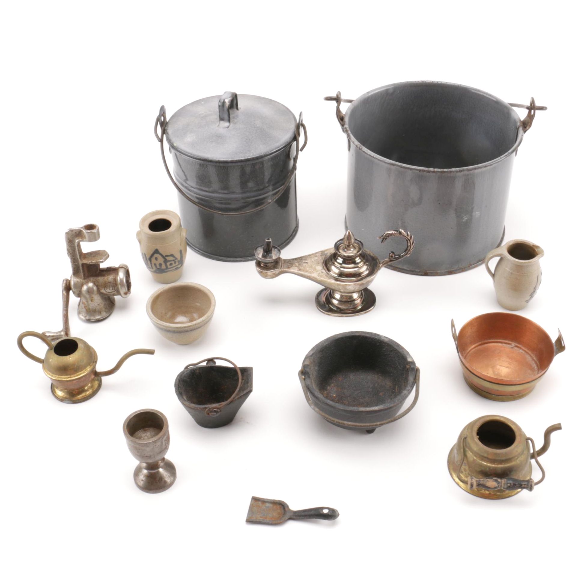 Vintage to Antique Metal and Stoneware Kitchen and Campwares