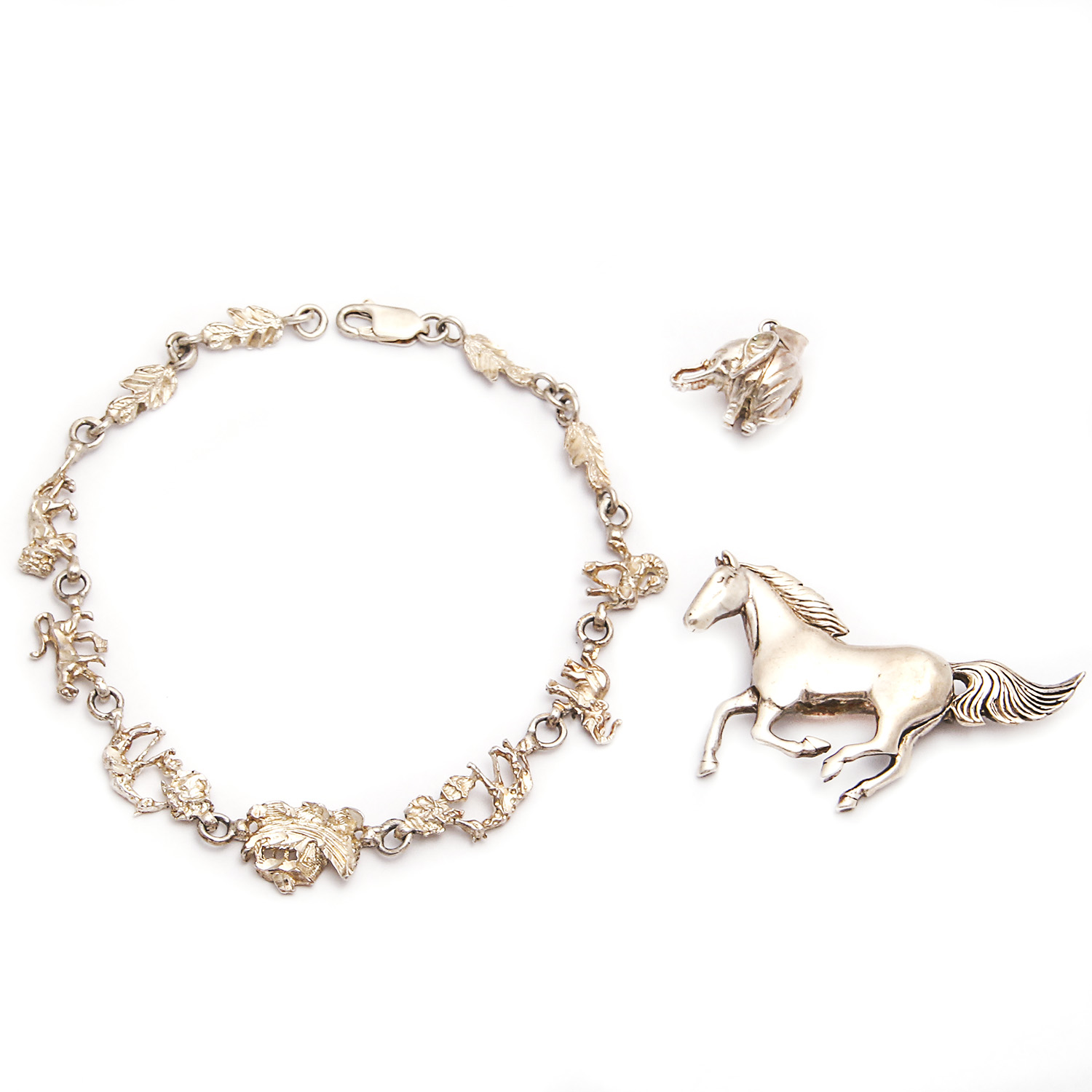 Sterling Silver Animal-Themed Jewelry Featuring Navajo Brooch