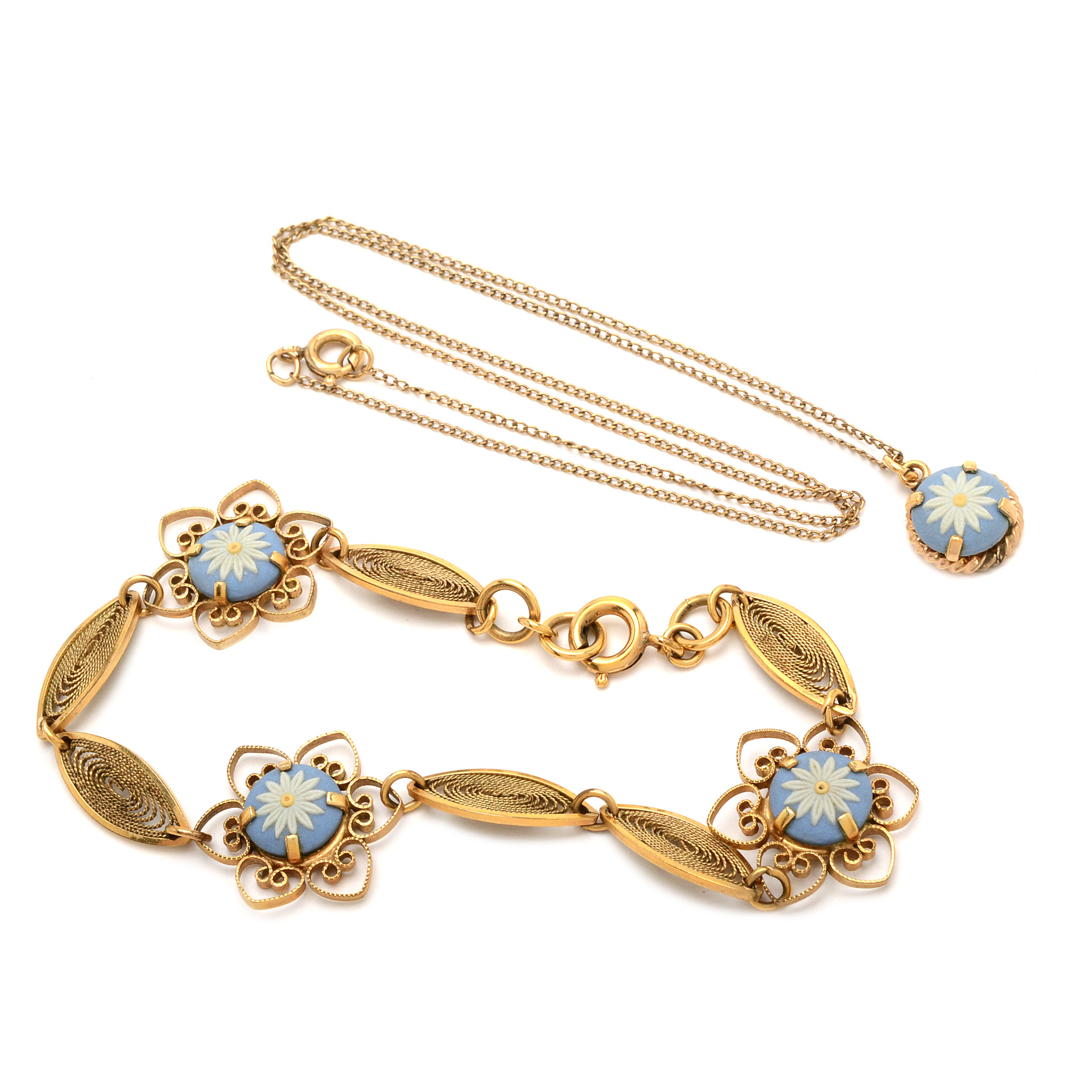 Assortment of Vintage Wedgwood Style Costume Jewelry