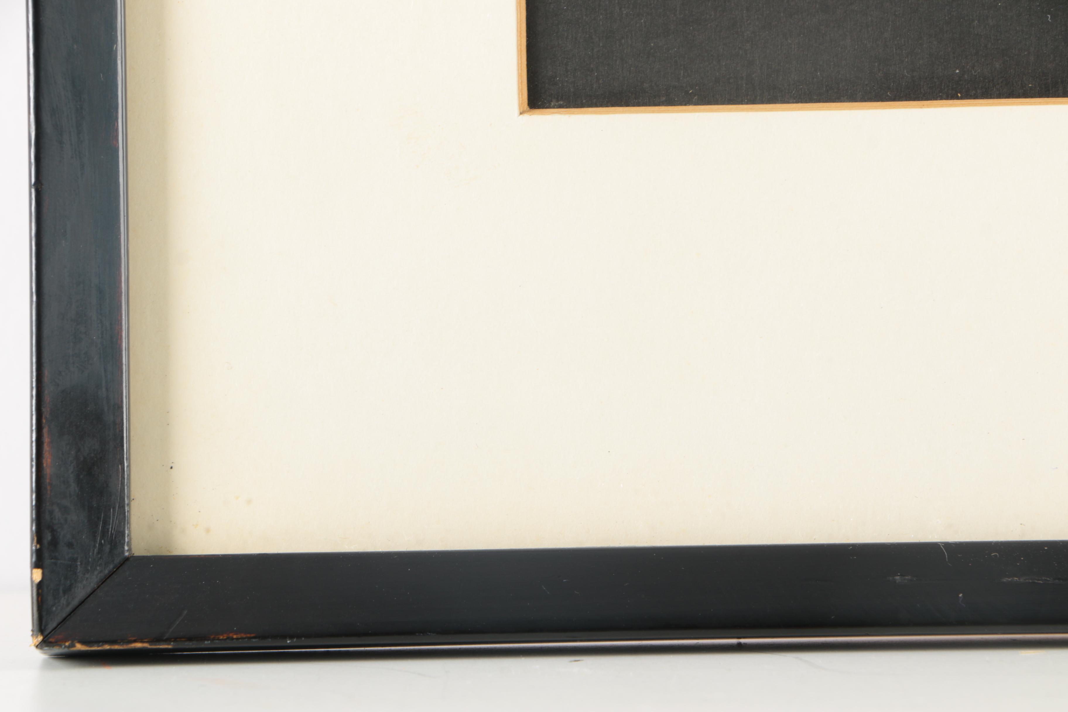 1950s Kaoru Kawano Woodblock "Doves And Girl"