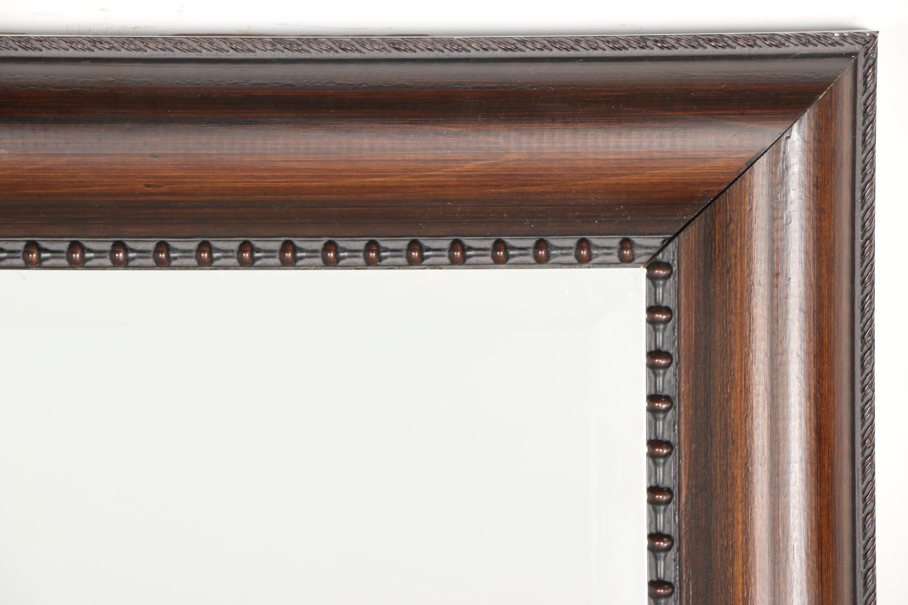 Wall Mirror with Smooth Brown Wooden Frame