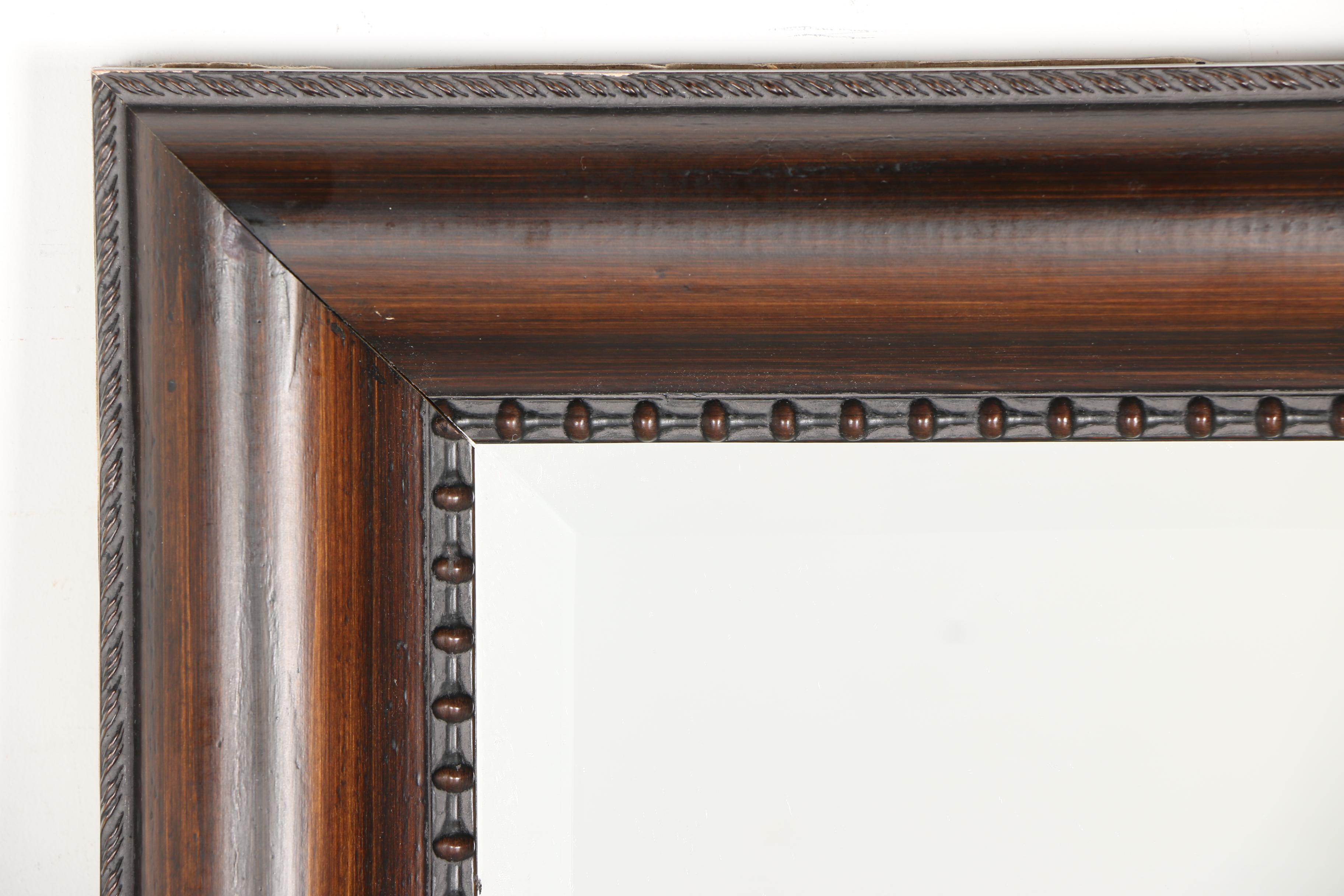Wall Mirror with Smooth Brown Wooden Frame