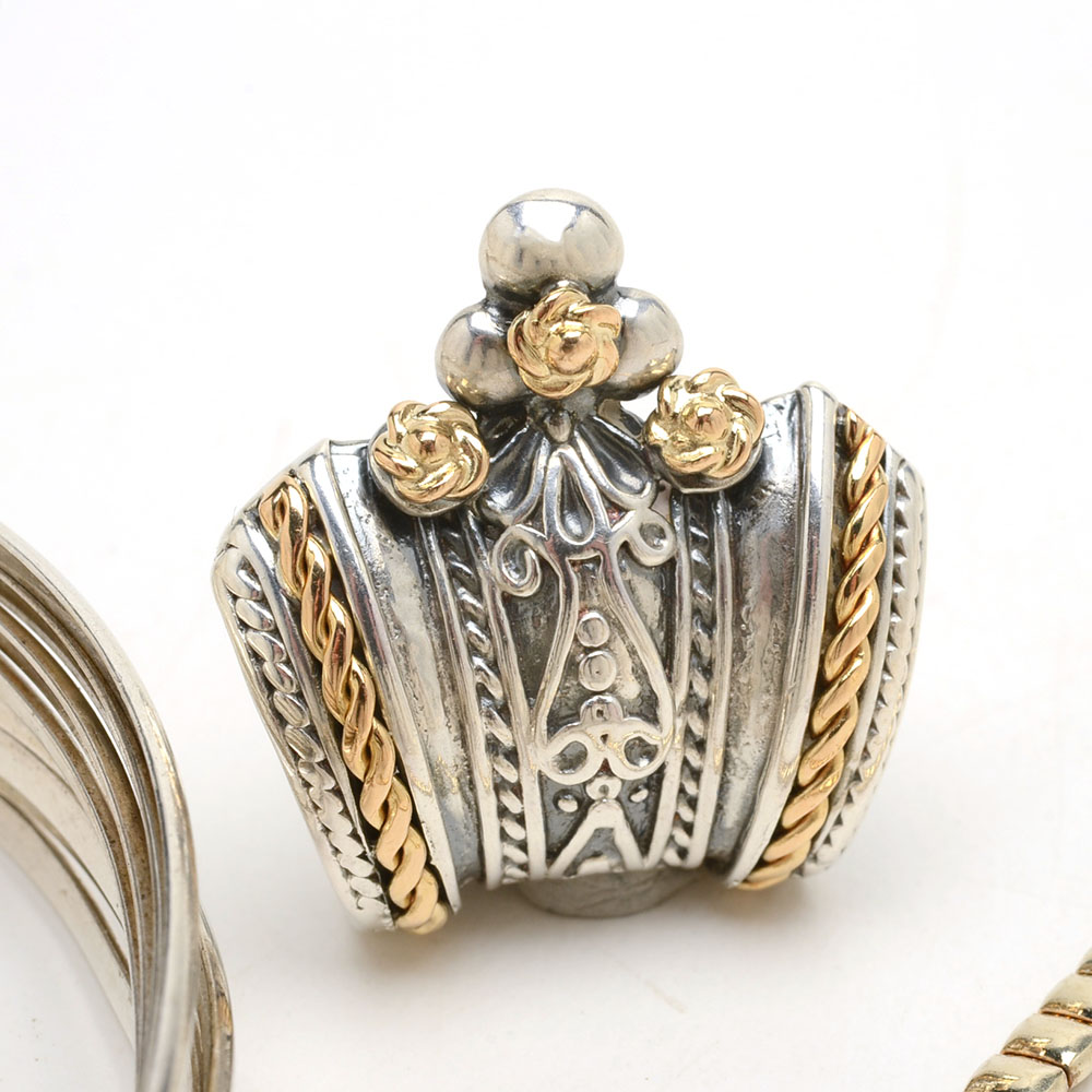 Group of Sterling Silver Two Tone Jewelry